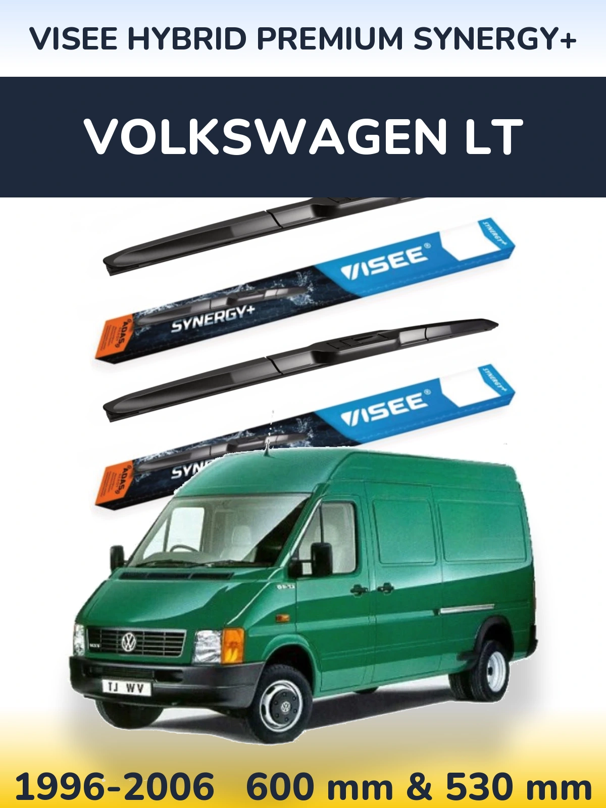 Front wiper blade set VISEE HYBRID PREMIUM SYNERGY+ 600 & 530 mm for Volkswagen LT 1996-2006