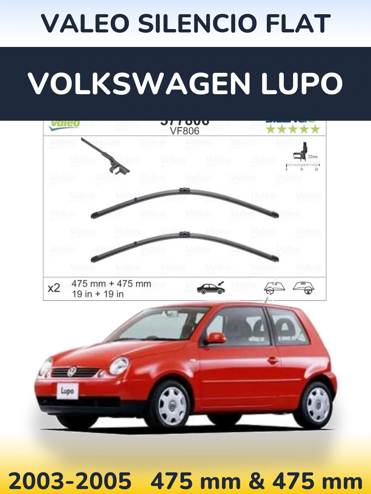 Torkarblad Valeo Silencio Flat för Volkswagen Lupo
