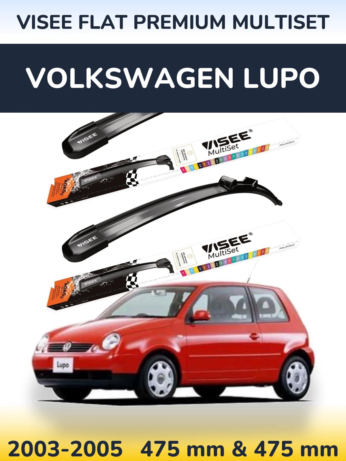Torkarblad VISEE FLAT PREMIUM MultiSet för Volkswagen Lupo