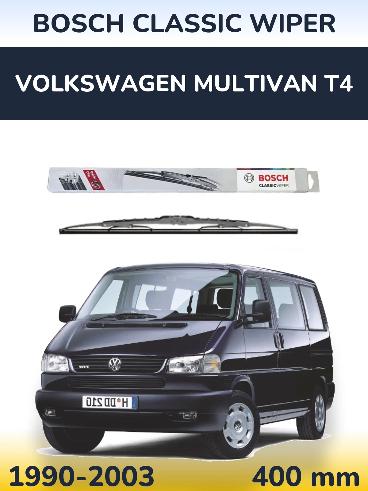 Rear wiper blade BOSCH Classic Wiper 400 mm for Volkswagen Multivan T4 1990-2003