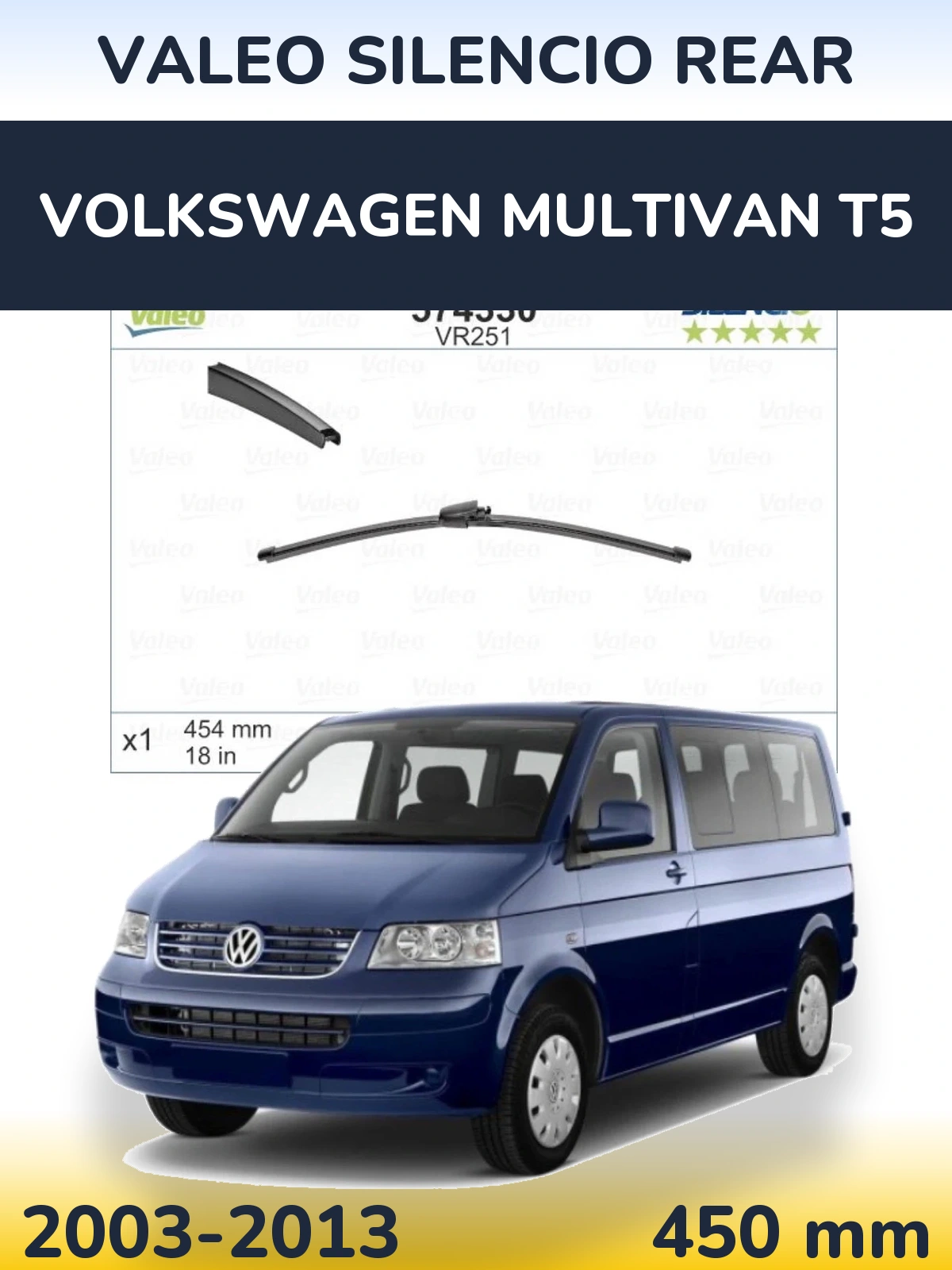 Torkarblad Valeo Silencio Rear för Volkswagen Multivan T5