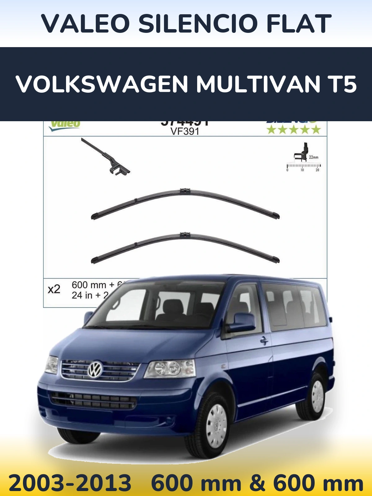 Torkarblad Valeo Silencio Flat för Volkswagen Multivan T5