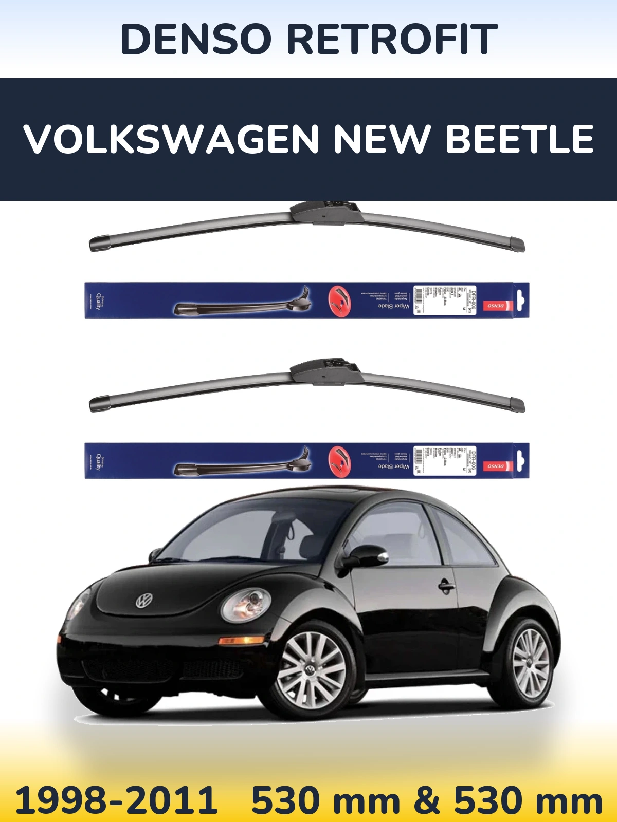 Комплект передних дворников Denso Retrofit 530 & 530 мм для Volkswagen New Beetle 1998-2011