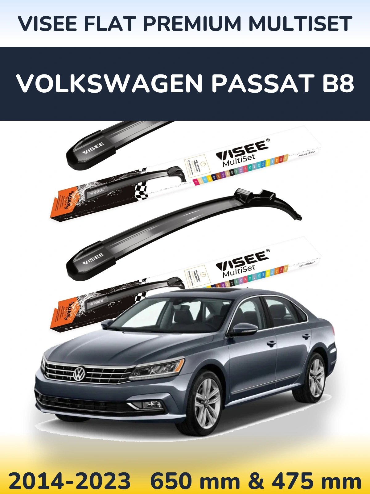 Torkarblad VISEE FLAT PREMIUM MultiSet för Volkswagen Passat B8