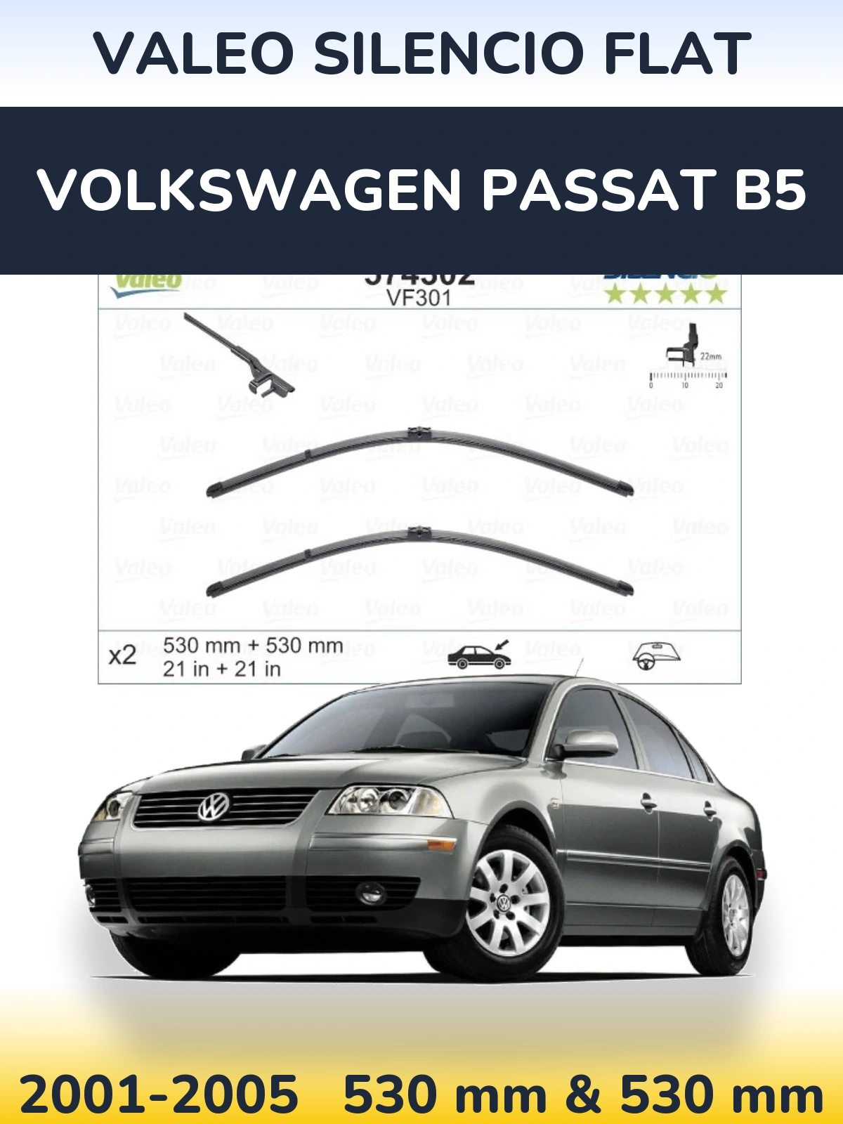 Torkarblad Valeo Silencio Flat för Volkswagen Passat B5