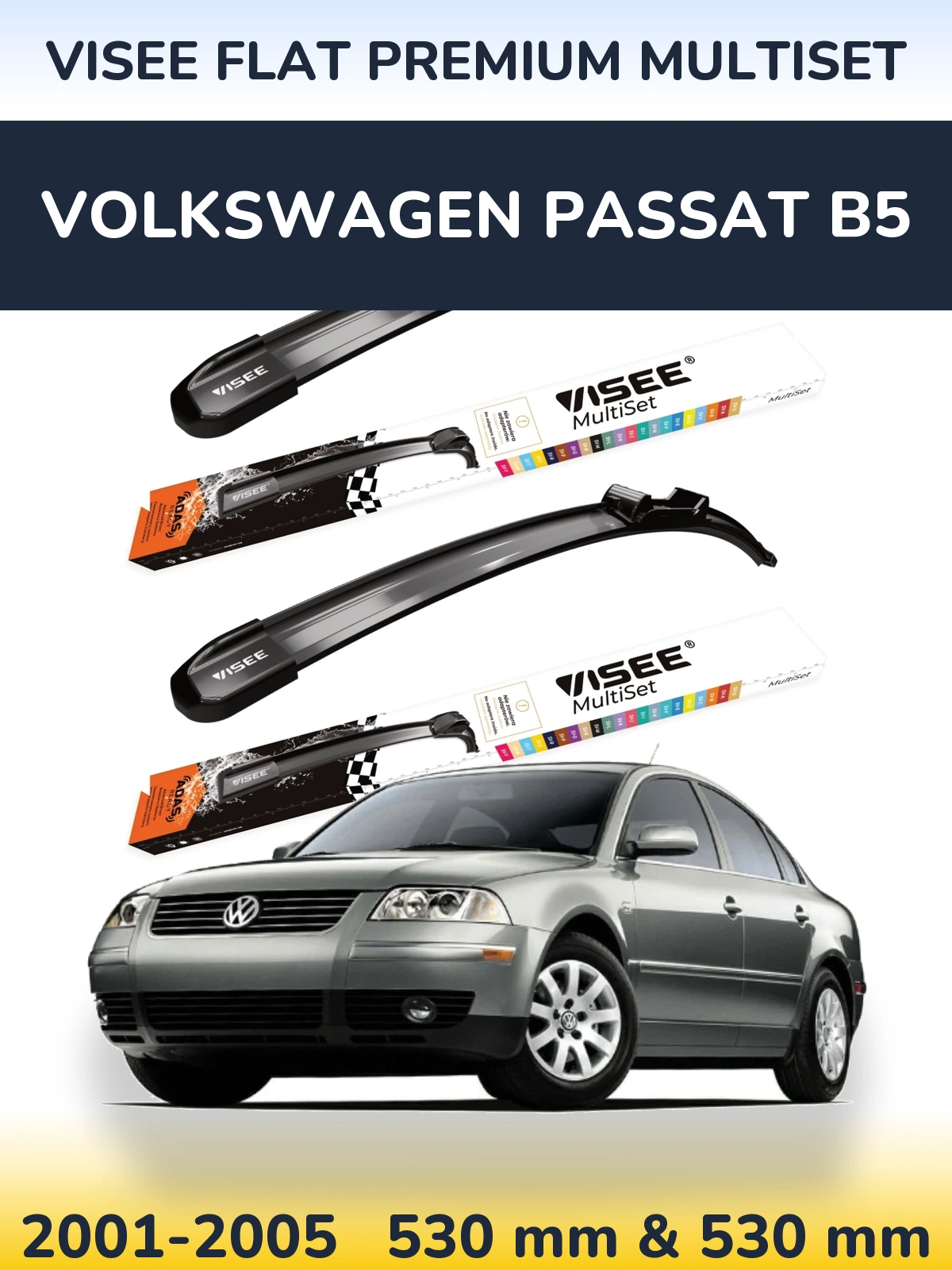 Torkarblad VISEE FLAT PREMIUM MultiSet för Volkswagen Passat B5