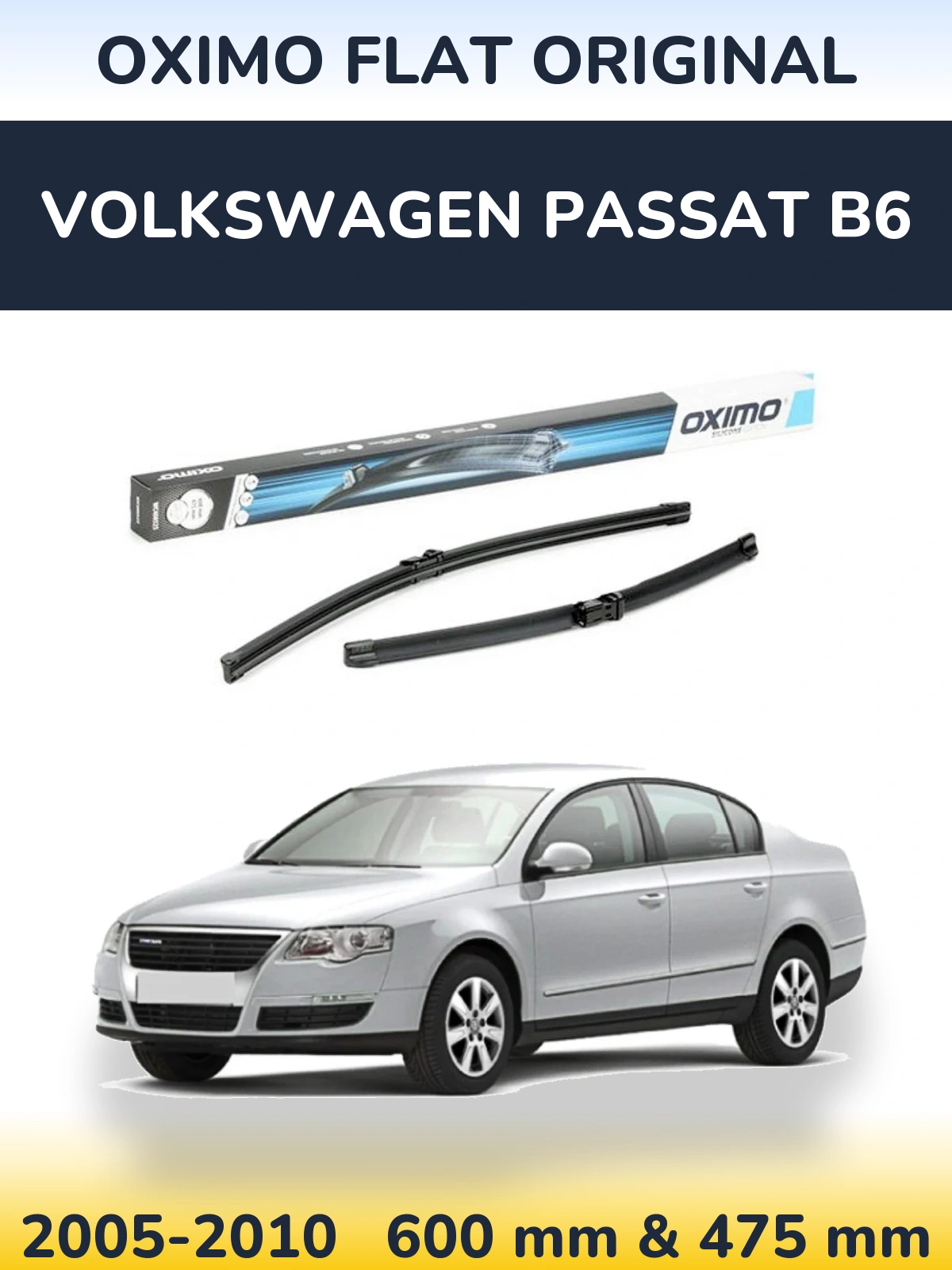 Комплект передних дворников Oximo Flat Original 600 & 475 мм для Volkswagen Passat B6 2005-2010