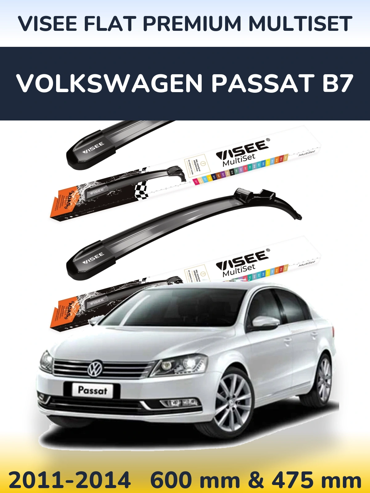 Torkarblad VISEE FLAT PREMIUM MultiSet för Volkswagen Passat B7