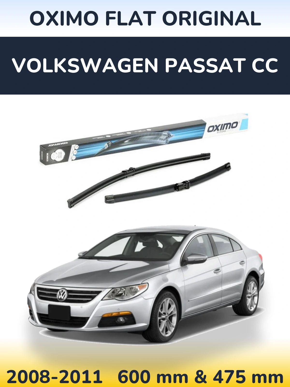 Комплект передних дворников Oximo Flat Original 600 & 475 мм для Volkswagen Passat CC 2008-2011
