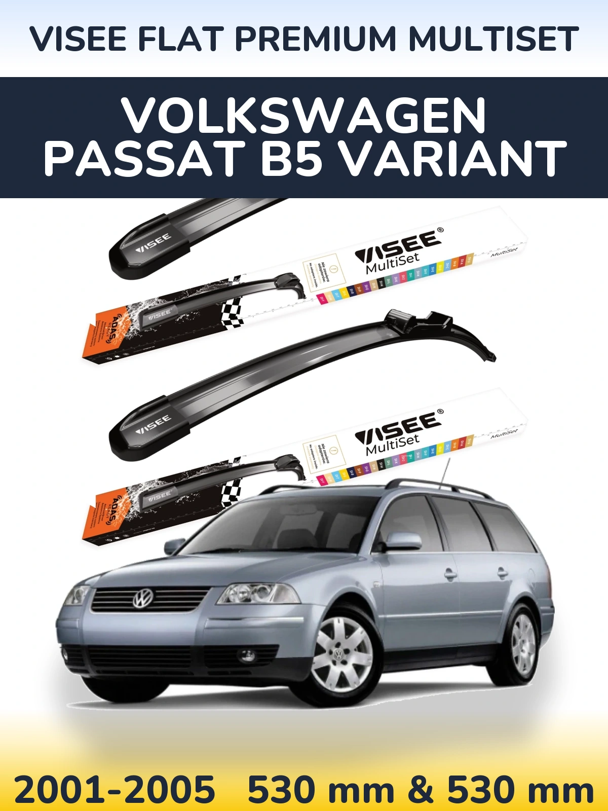 Torkarblad VISEE FLAT PREMIUM MultiSet för Volkswagen Passat B5 Variant