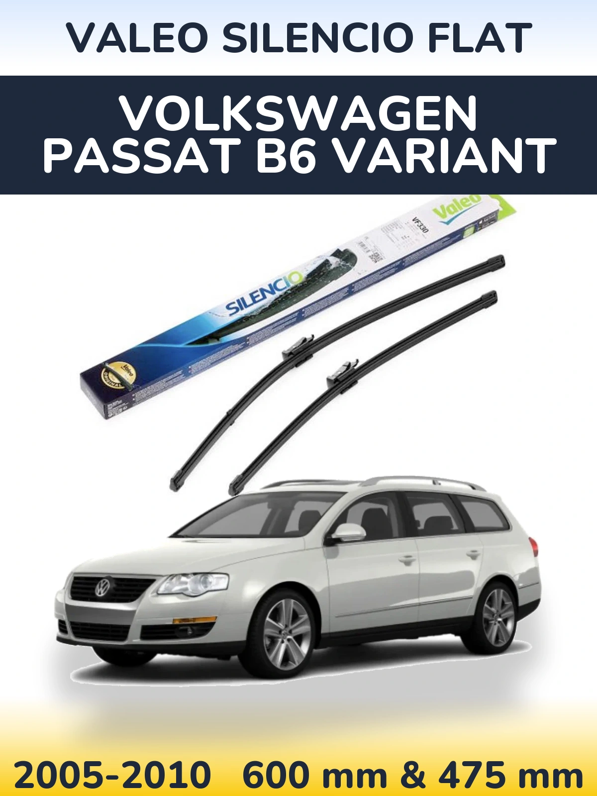 Torkarblad Valeo Silencio Flat för Volkswagen Passat B6 Variant
