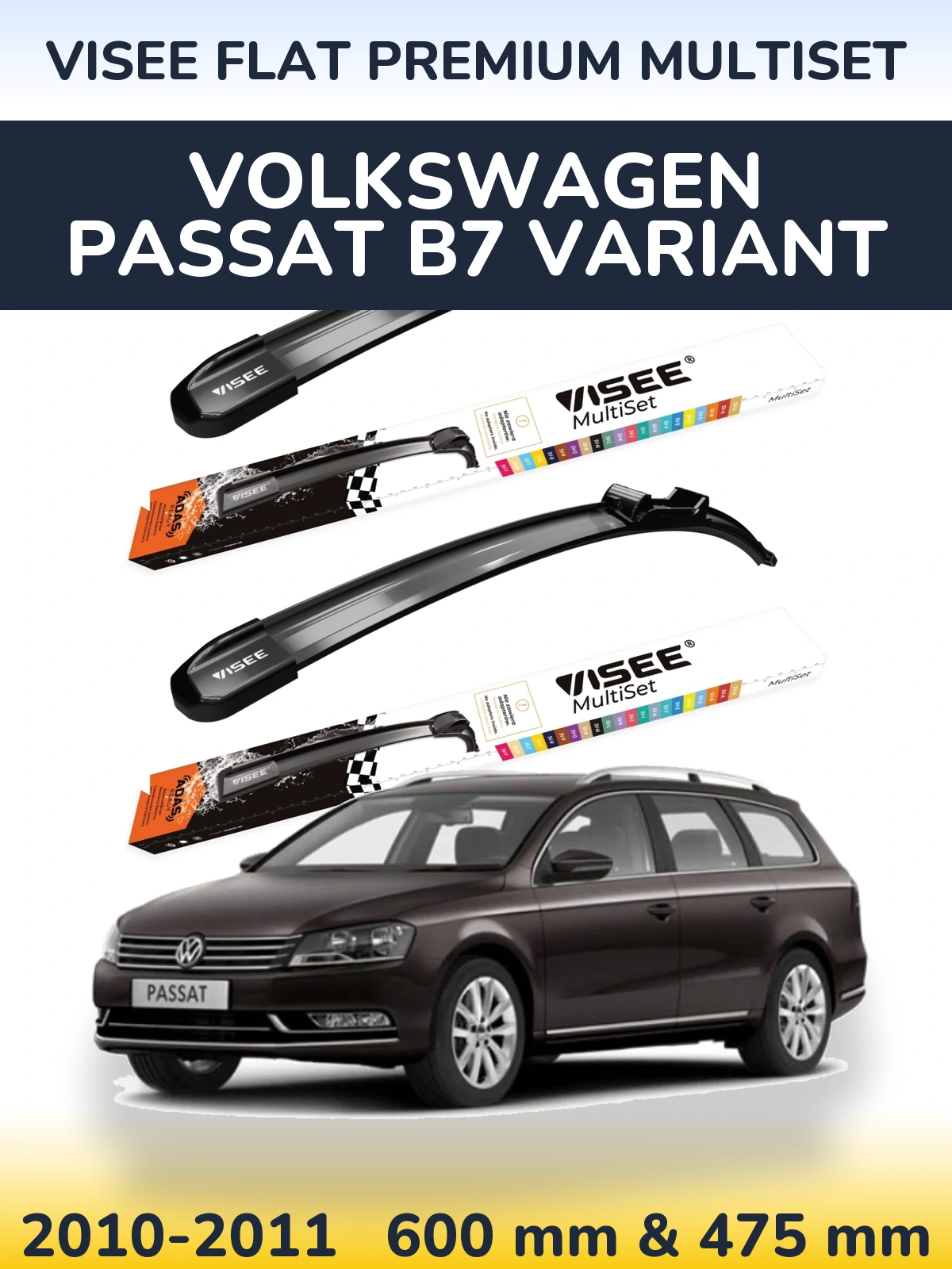 Torkarblad VISEE FLAT PREMIUM MultiSet för Volkswagen Passat B7 Variant