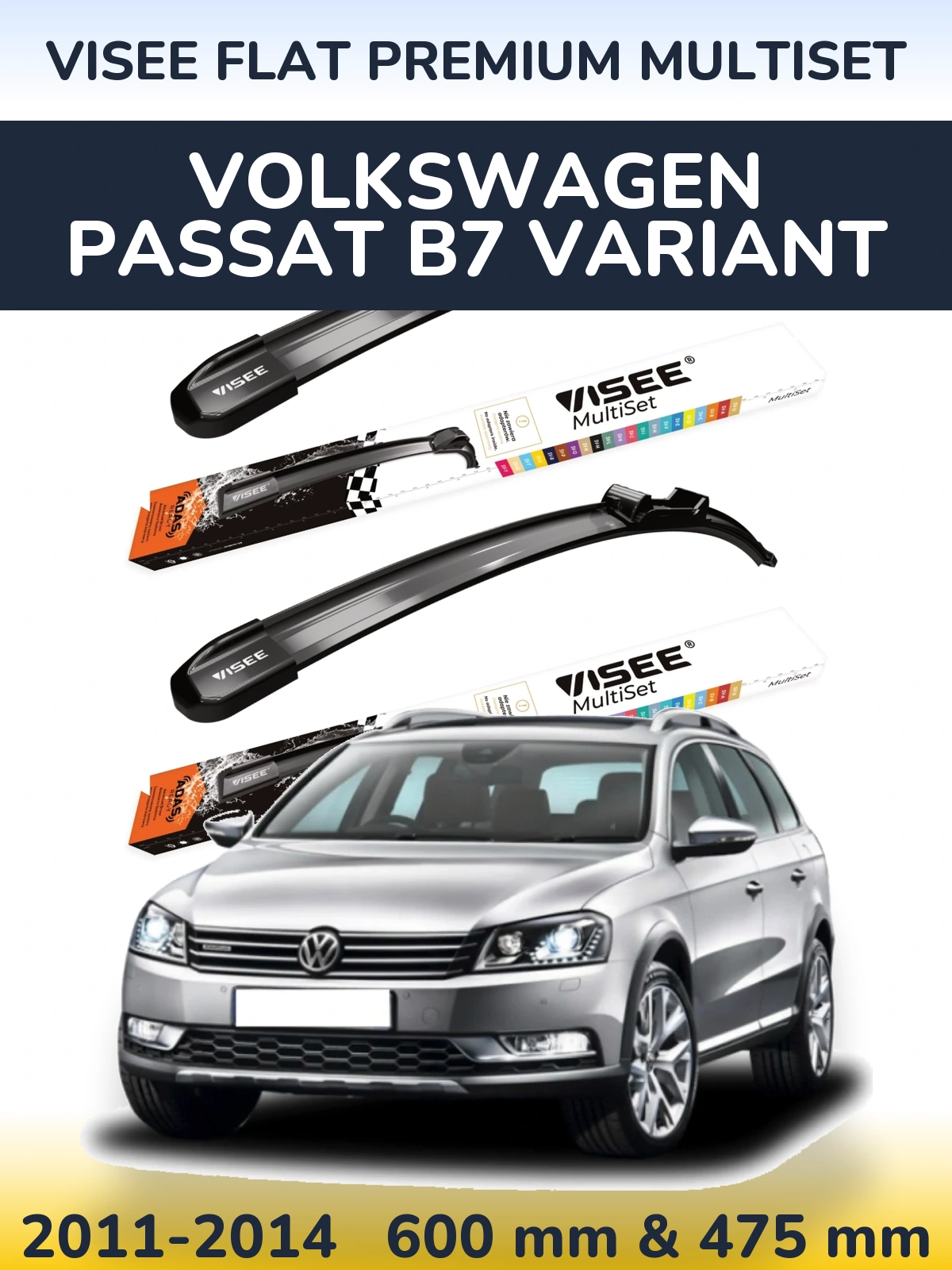 Torkarblad VISEE FLAT PREMIUM MultiSet för Volkswagen Passat B7 Variant