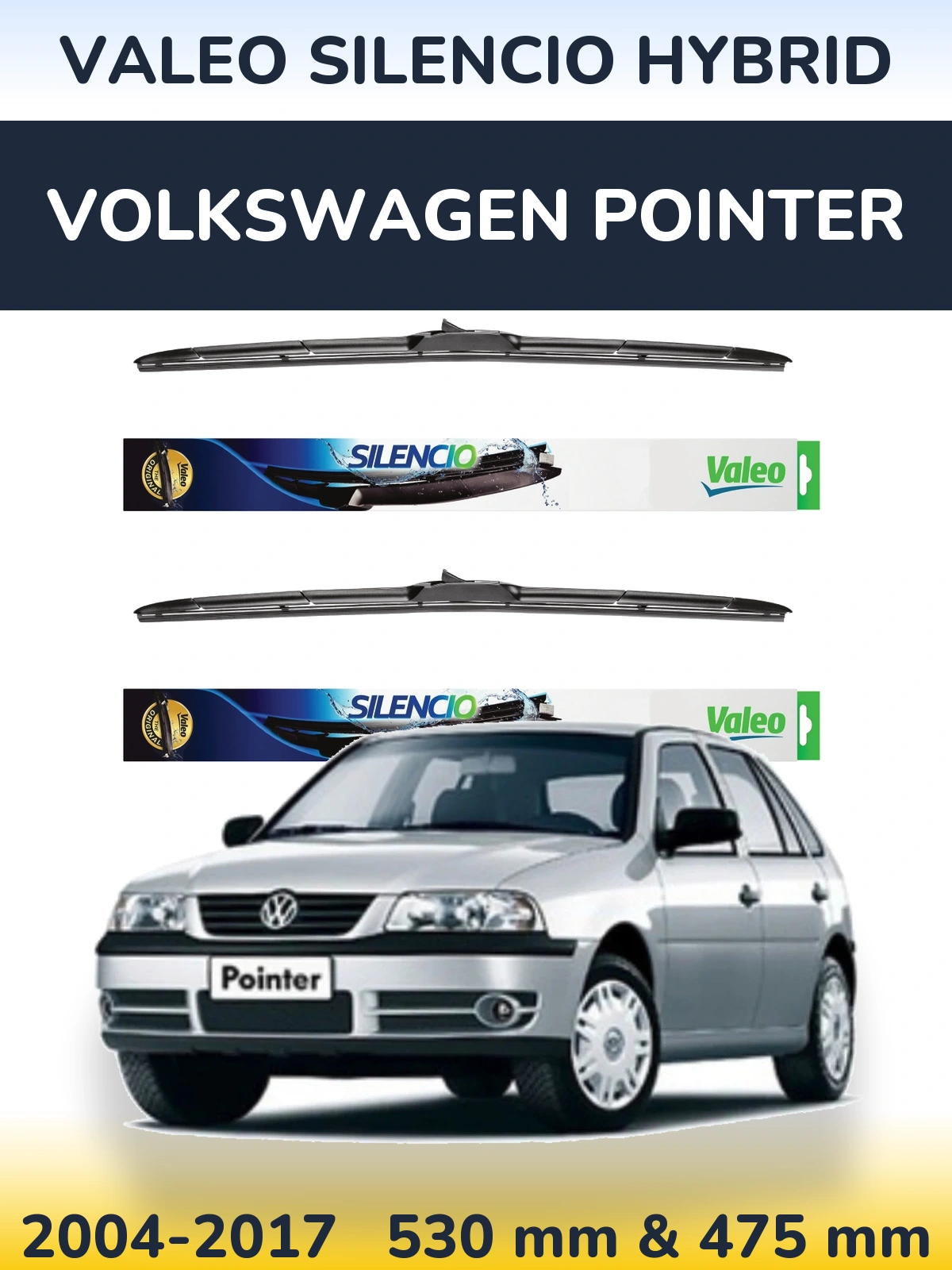 Комплект передних дворников Valeo Silencio Hybrid 530 & 475 мм для Volkswagen Pointer 2004-2017