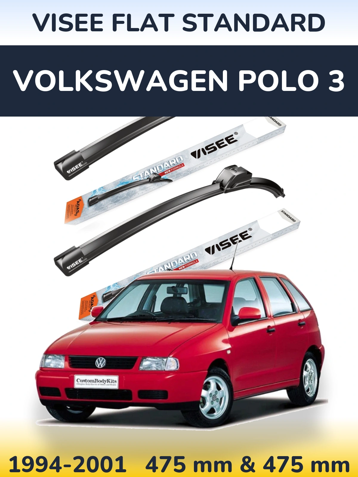 Torkarblad VISEE FLAT STANDARD för Volkswagen Polo 3