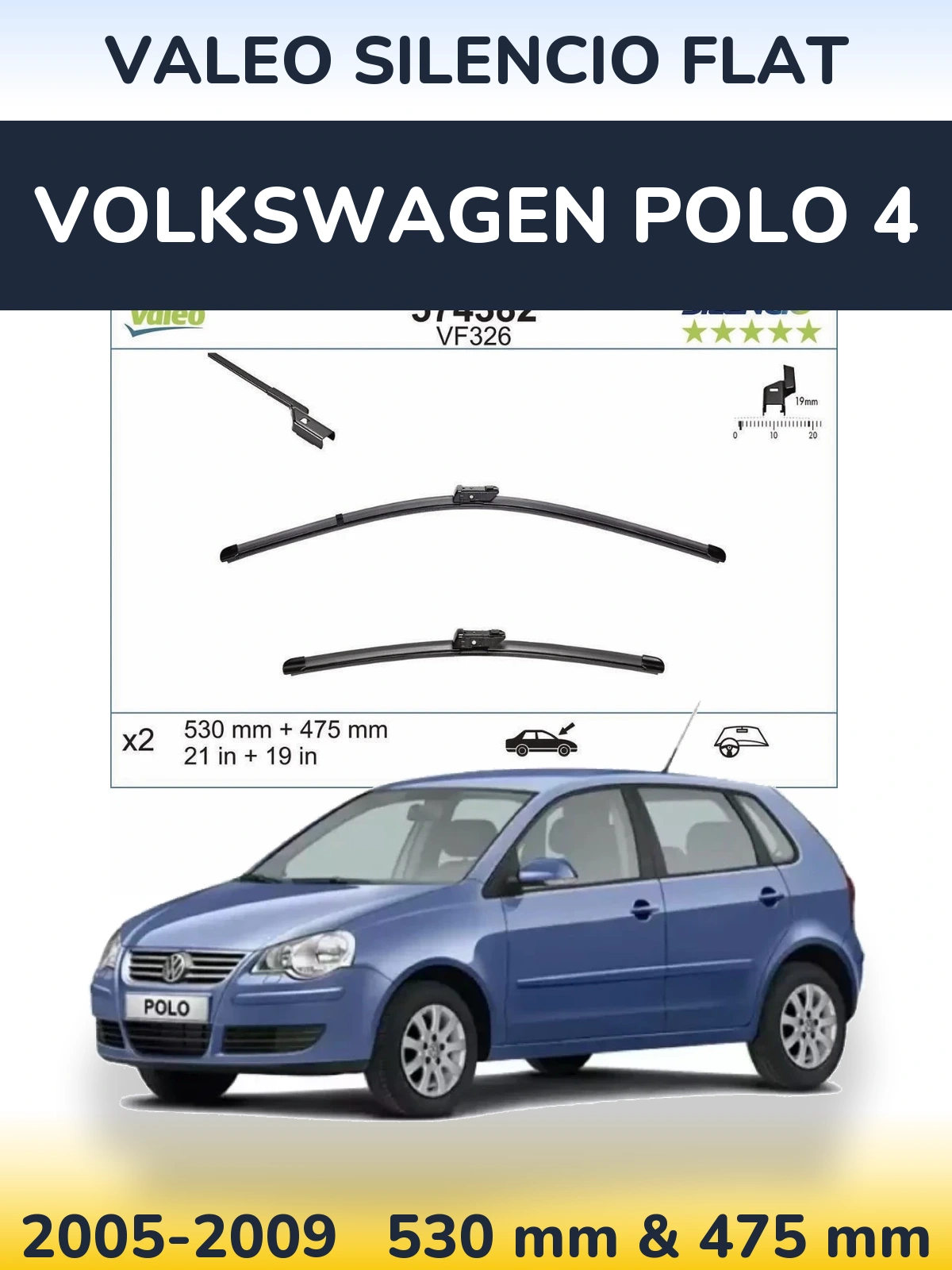 Torkarblad Valeo Silencio Flat för Volkswagen Polo 4