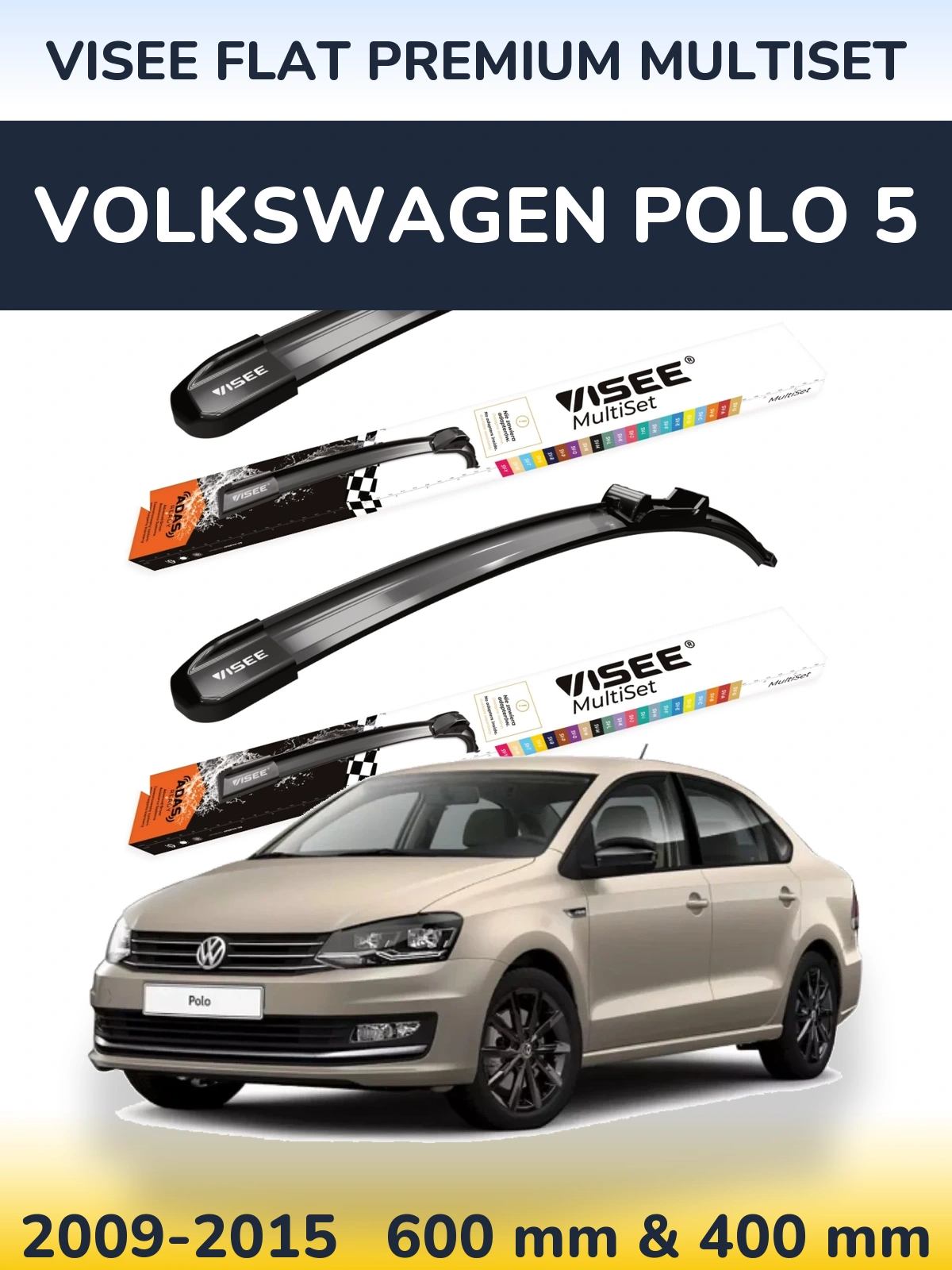 Torkarblad VISEE FLAT PREMIUM MultiSet för Volkswagen Polo 5