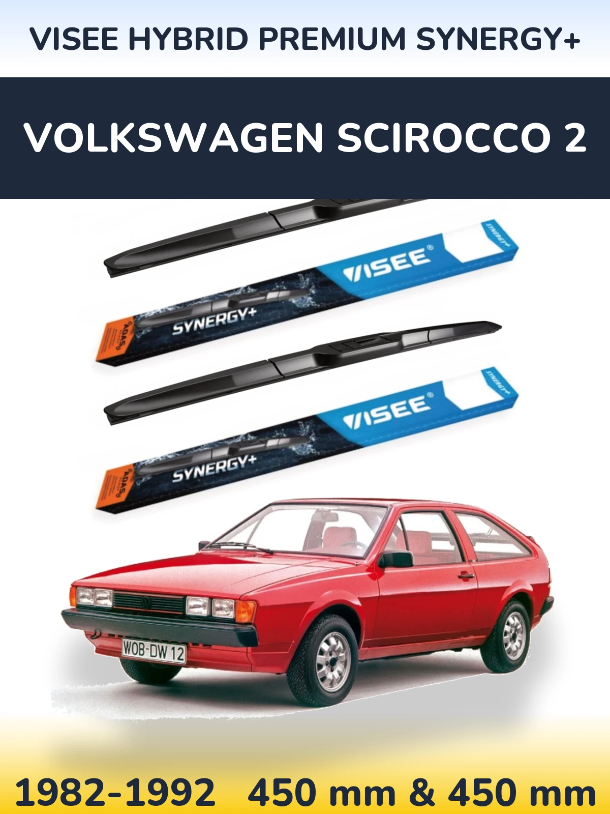 Комплект передніх щіток VISEE HYBRID PREMIUM SYNERGY+ 450 & 450 мм для Volkswagen Scirocco 2 1982-1992