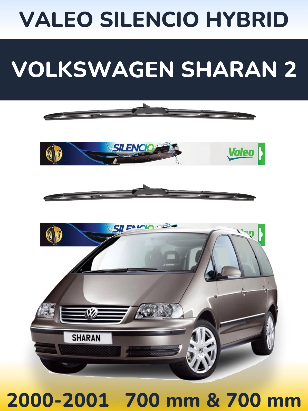 Torkarblad Valeo Silencio Hybrid för Volkswagen Sharan 2