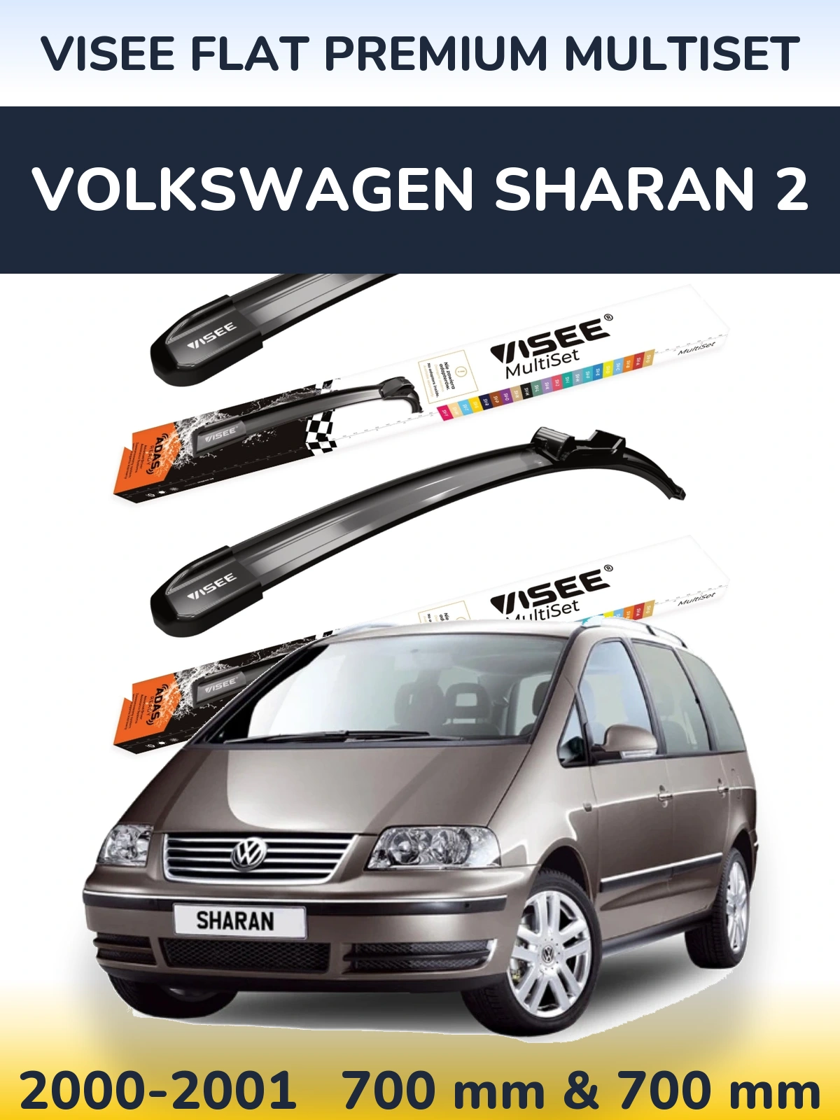 Torkarblad VISEE FLAT PREMIUM MultiSet för Volkswagen Sharan 2