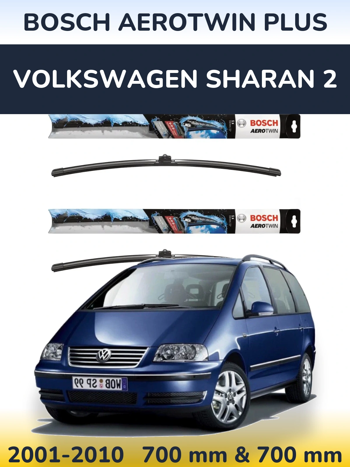 Torkarblad BOSCH AeroTwin Plus för Volkswagen Sharan 2