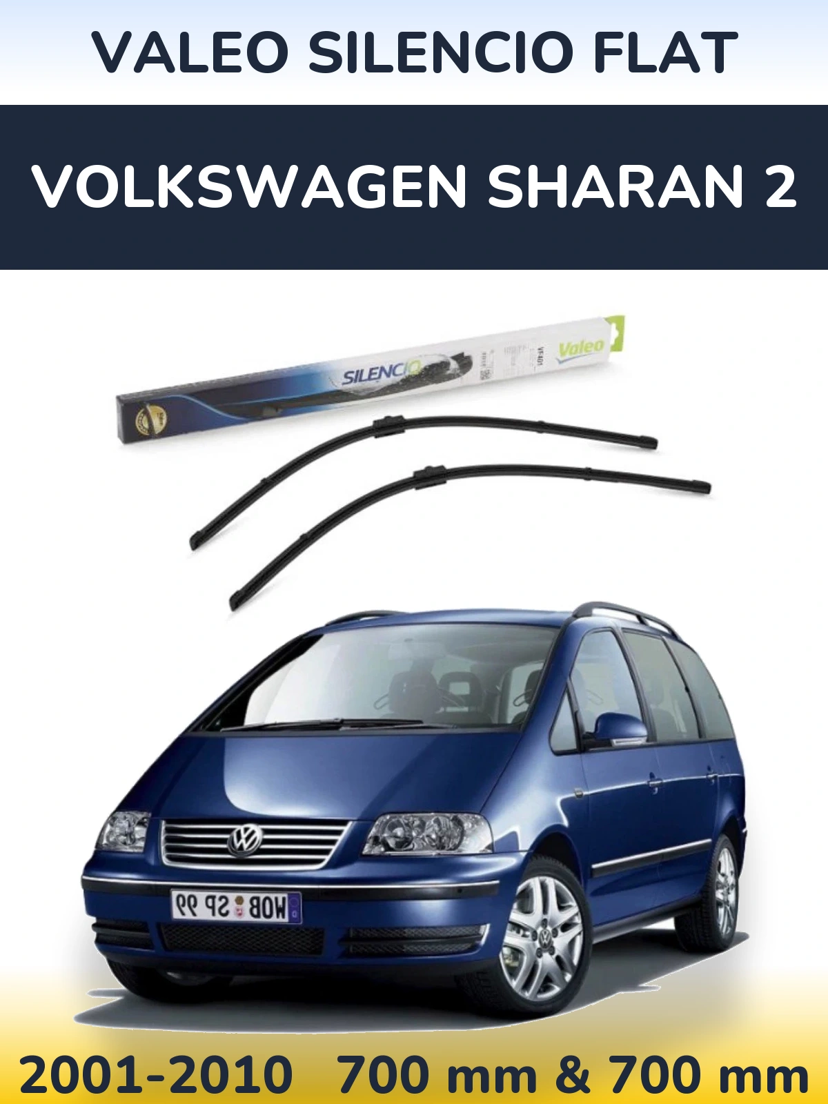 Torkarblad Valeo Silencio Flat för Volkswagen Sharan 2