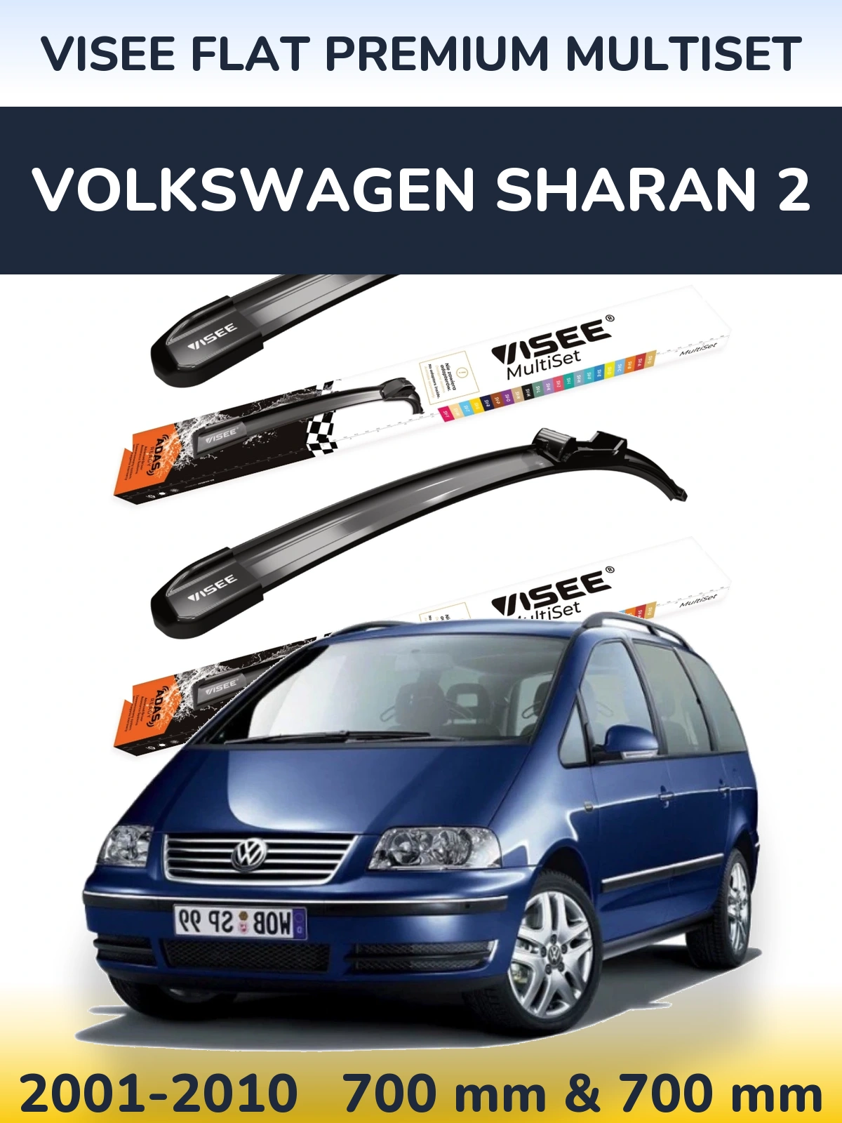 Torkarblad VISEE FLAT PREMIUM MultiSet för Volkswagen Sharan 2