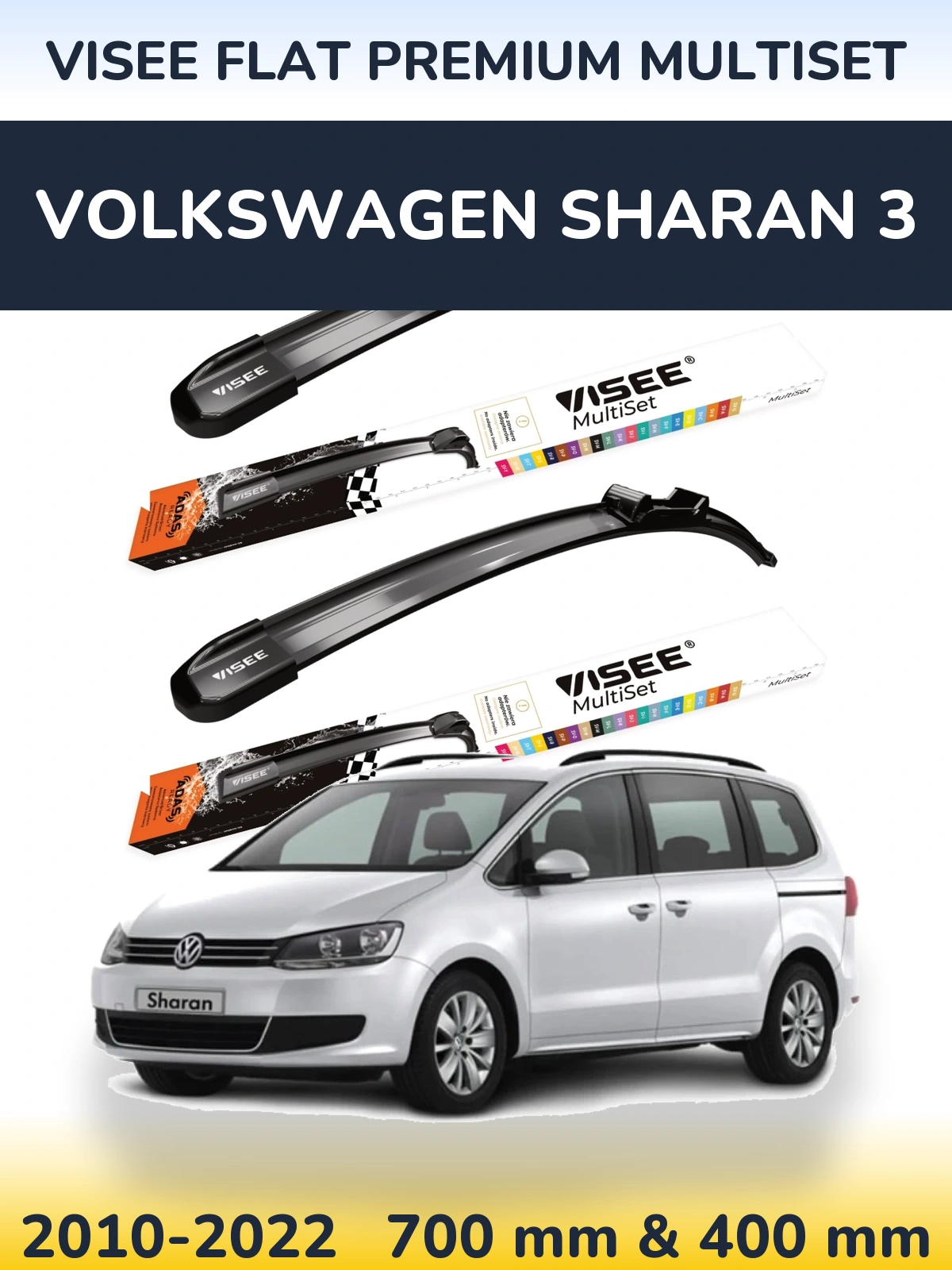 Torkarblad VISEE FLAT PREMIUM MultiSet för Volkswagen Sharan 3