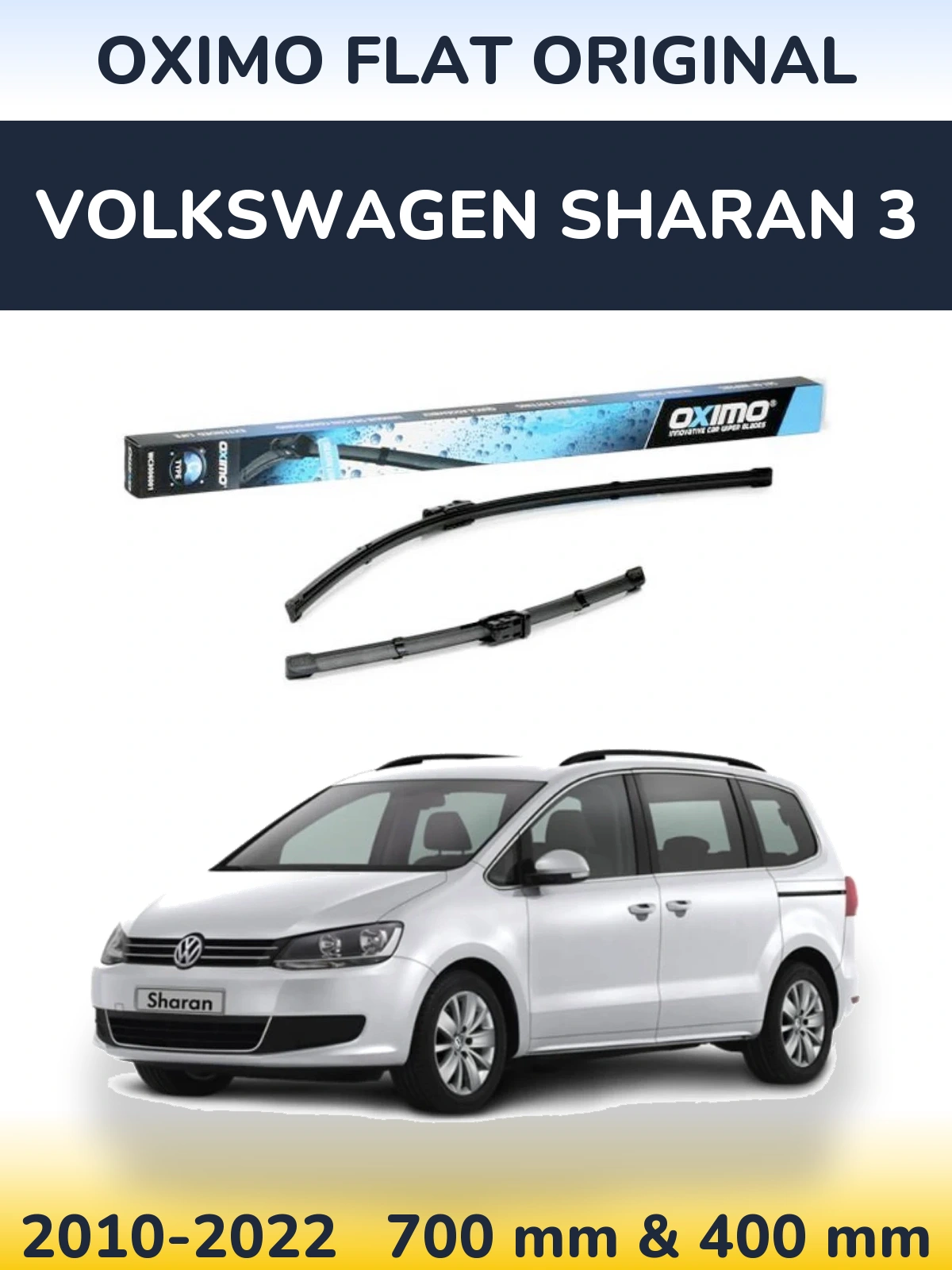 Front wiper blade set Oximo Flat Original 700 & 400 mm for Volkswagen Sharan 3 2010-2022