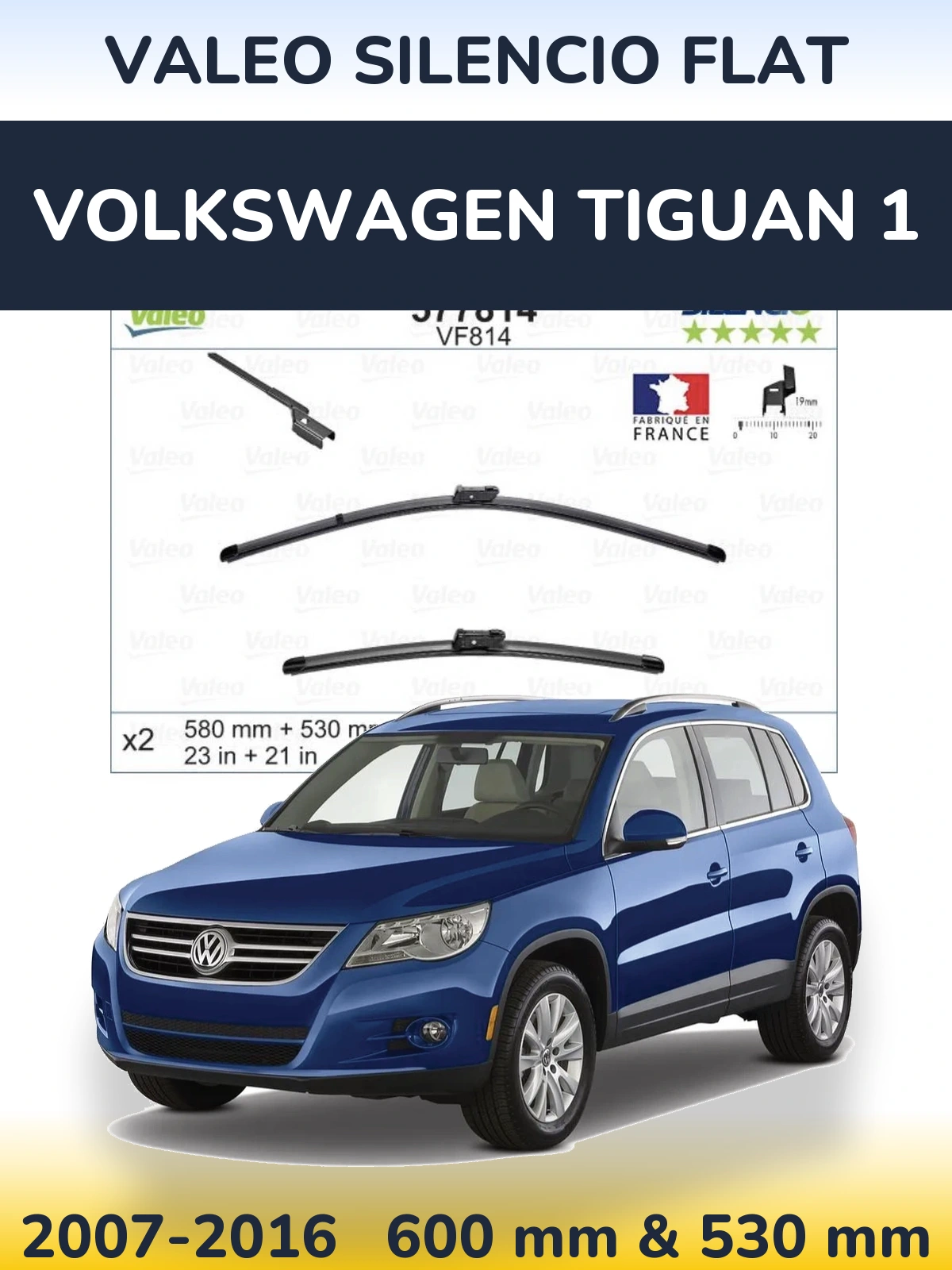 Torkarblad Valeo Silencio Flat för Volkswagen Tiguan 1