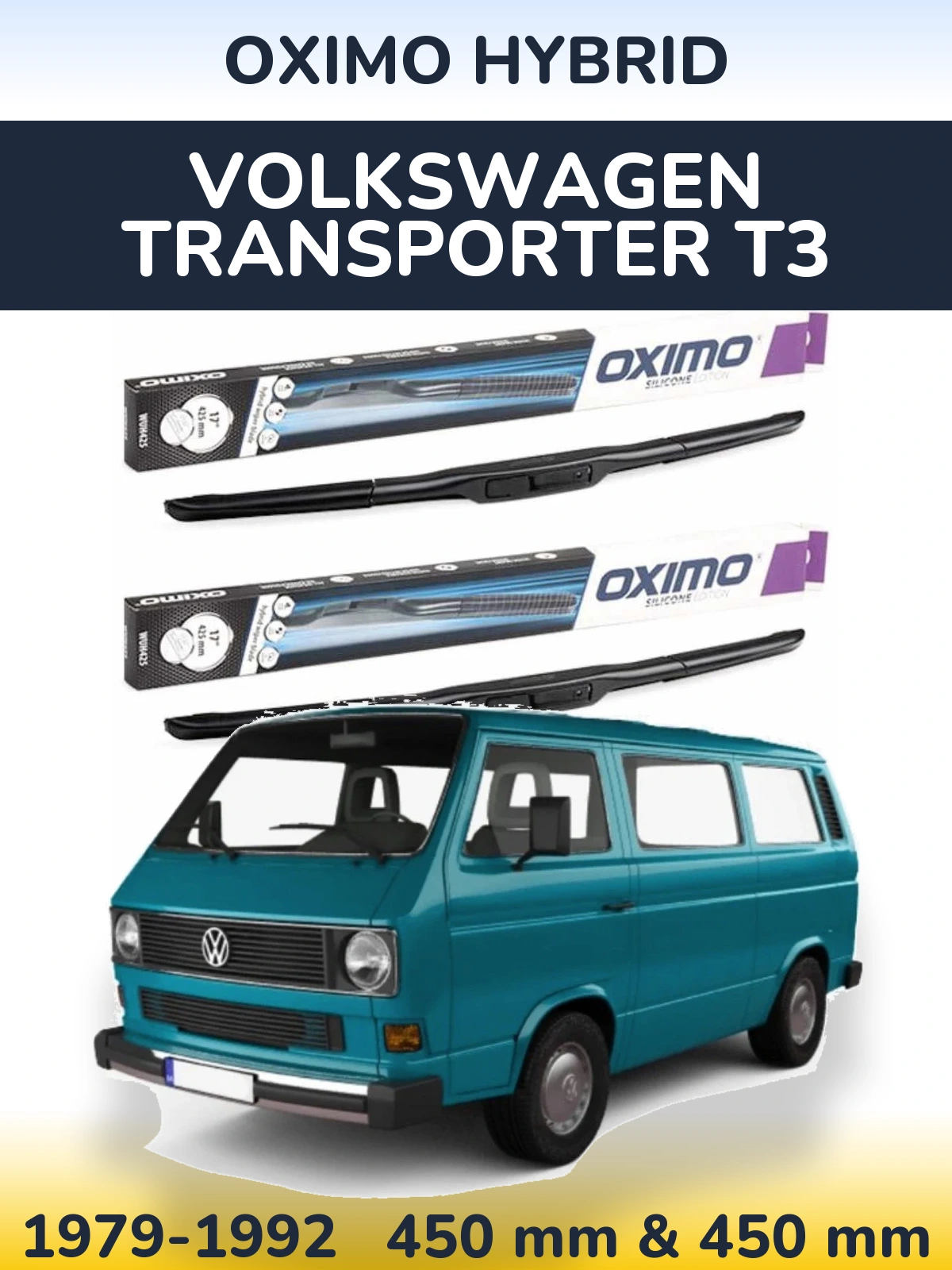 Комплект передних дворников Oximo Hybrid 450 & 450 мм для Volkswagen Transporter T3 1979-1992