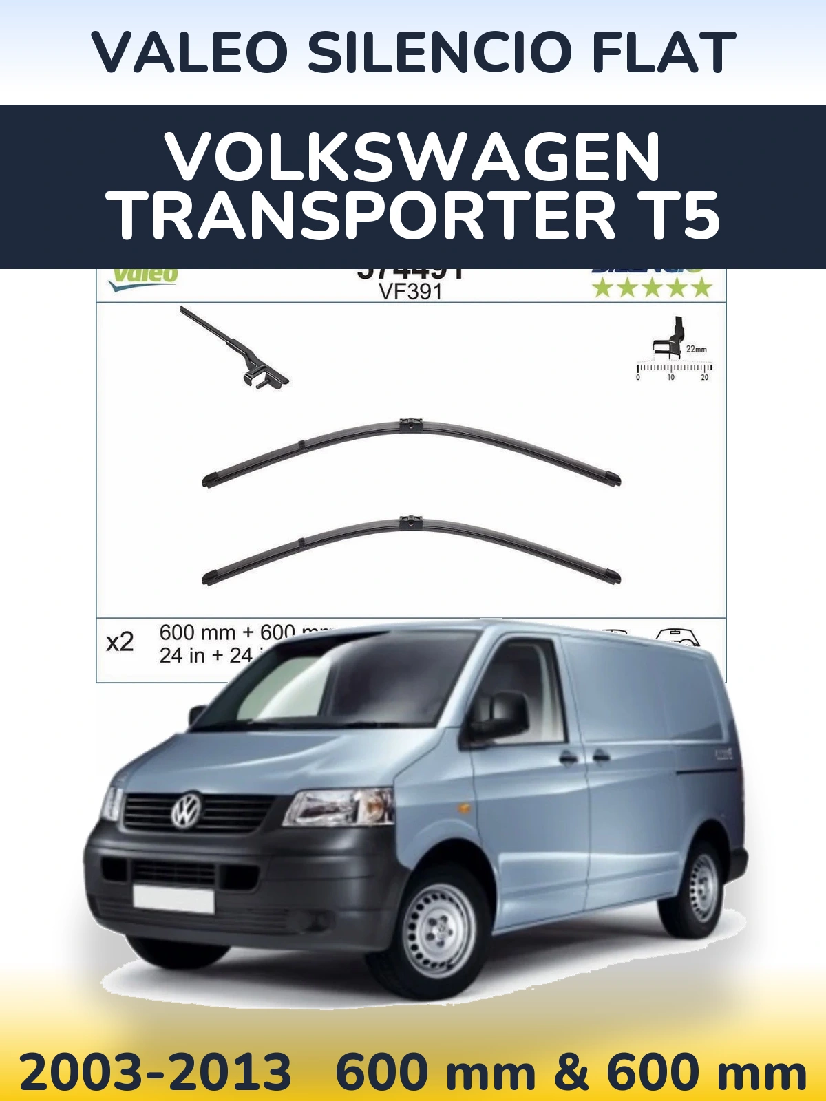 Torkarblad Valeo Silencio Flat för Volkswagen Transporter T5