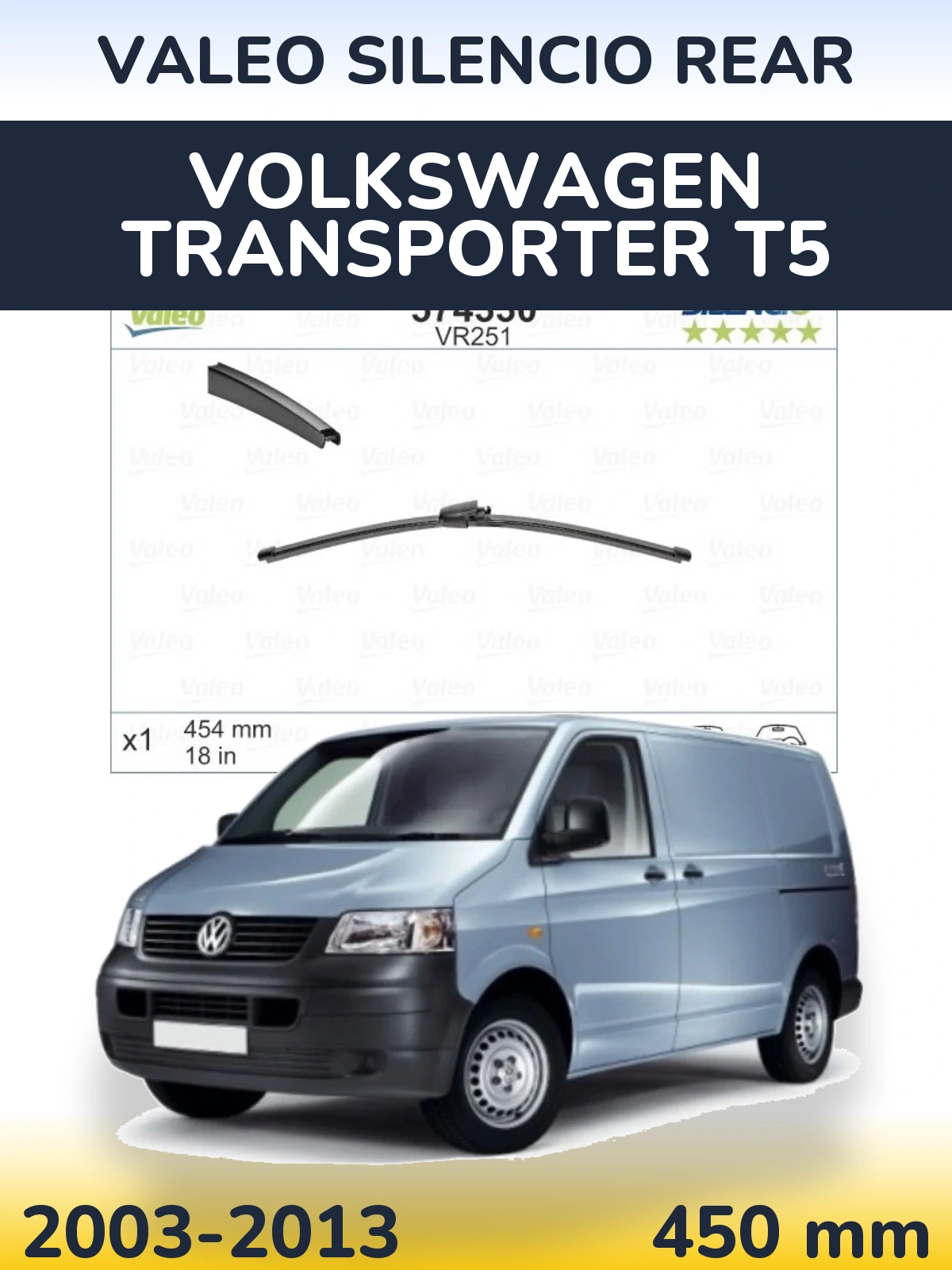 Torkarblad Valeo Silencio Rear för Volkswagen Transporter T5