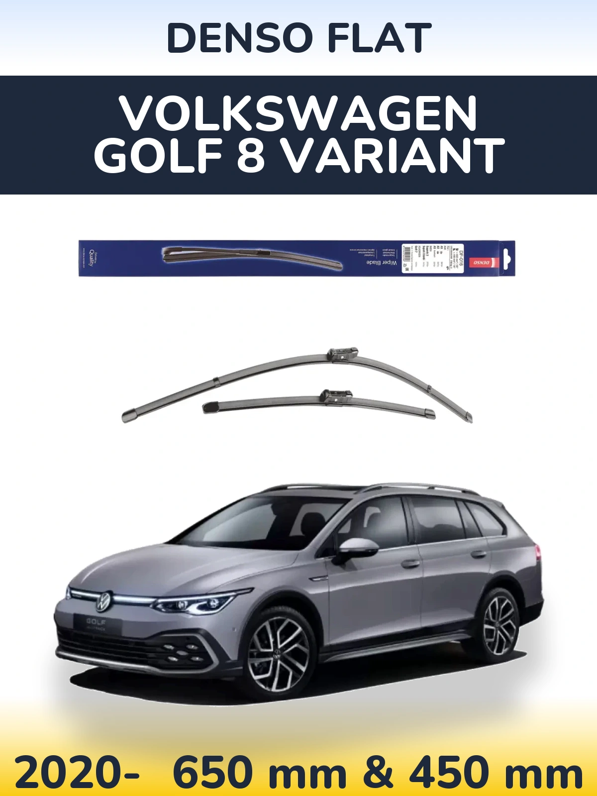 Комплект передних дворников Denso Flat 650 & 450 мм для Volkswagen Golf 8 Variant 2020-2026
