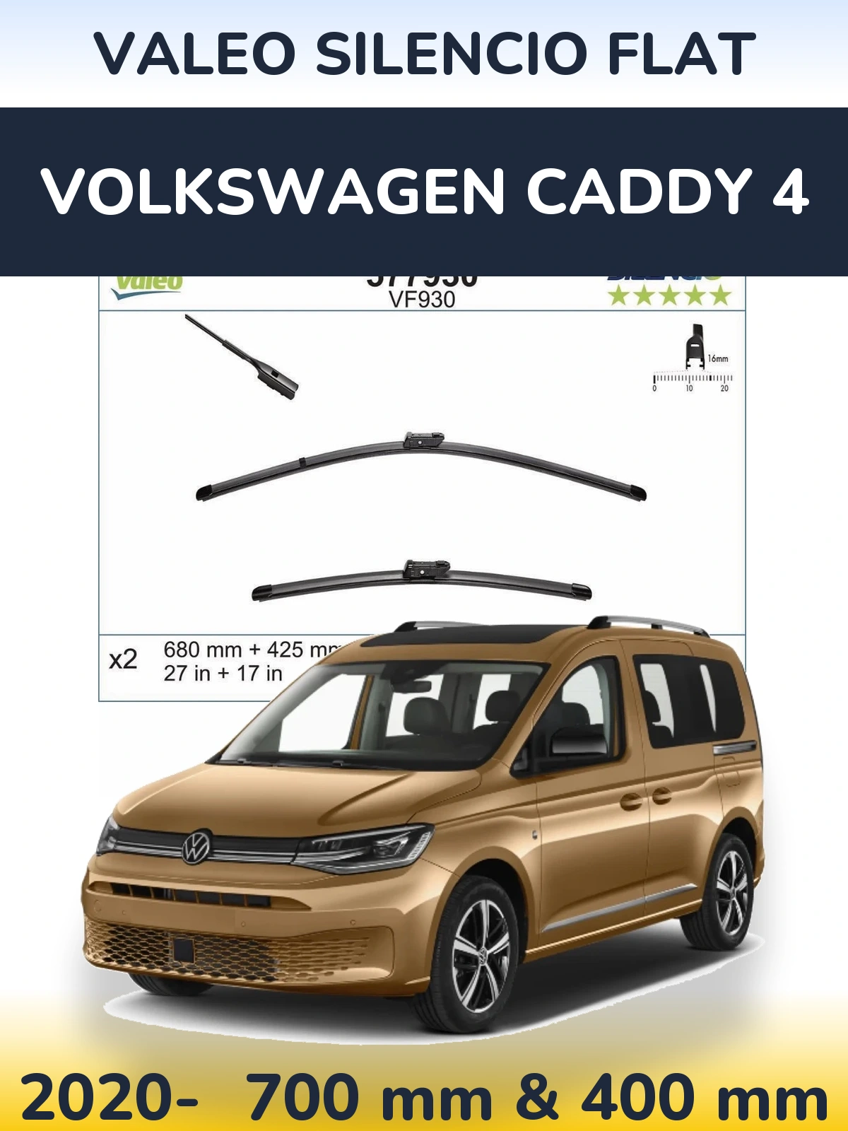 Torkarblad Valeo Silencio Flat för Volkswagen Caddy 4