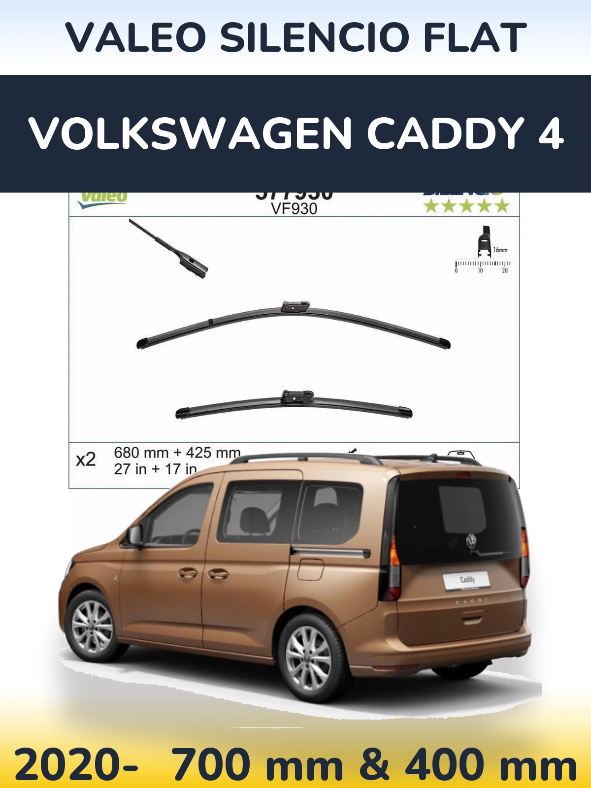 Torkarblad Valeo Silencio Flat för Volkswagen Caddy 4