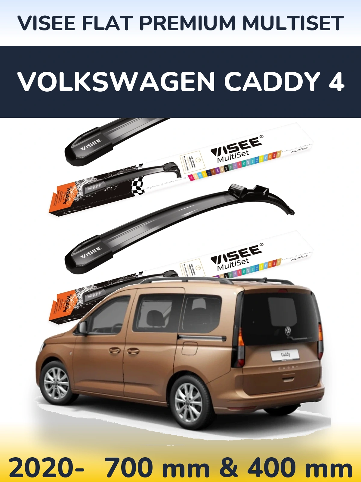 Torkarblad VISEE FLAT PREMIUM MultiSet för Volkswagen Caddy 4