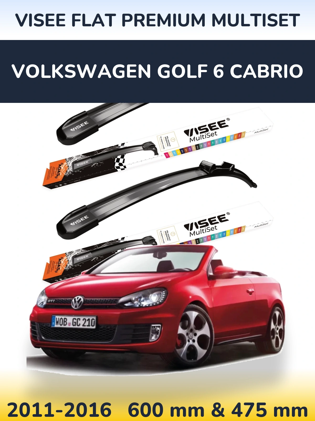 Torkarblad VISEE FLAT PREMIUM MultiSet för Volkswagen Golf 6 Cabrio