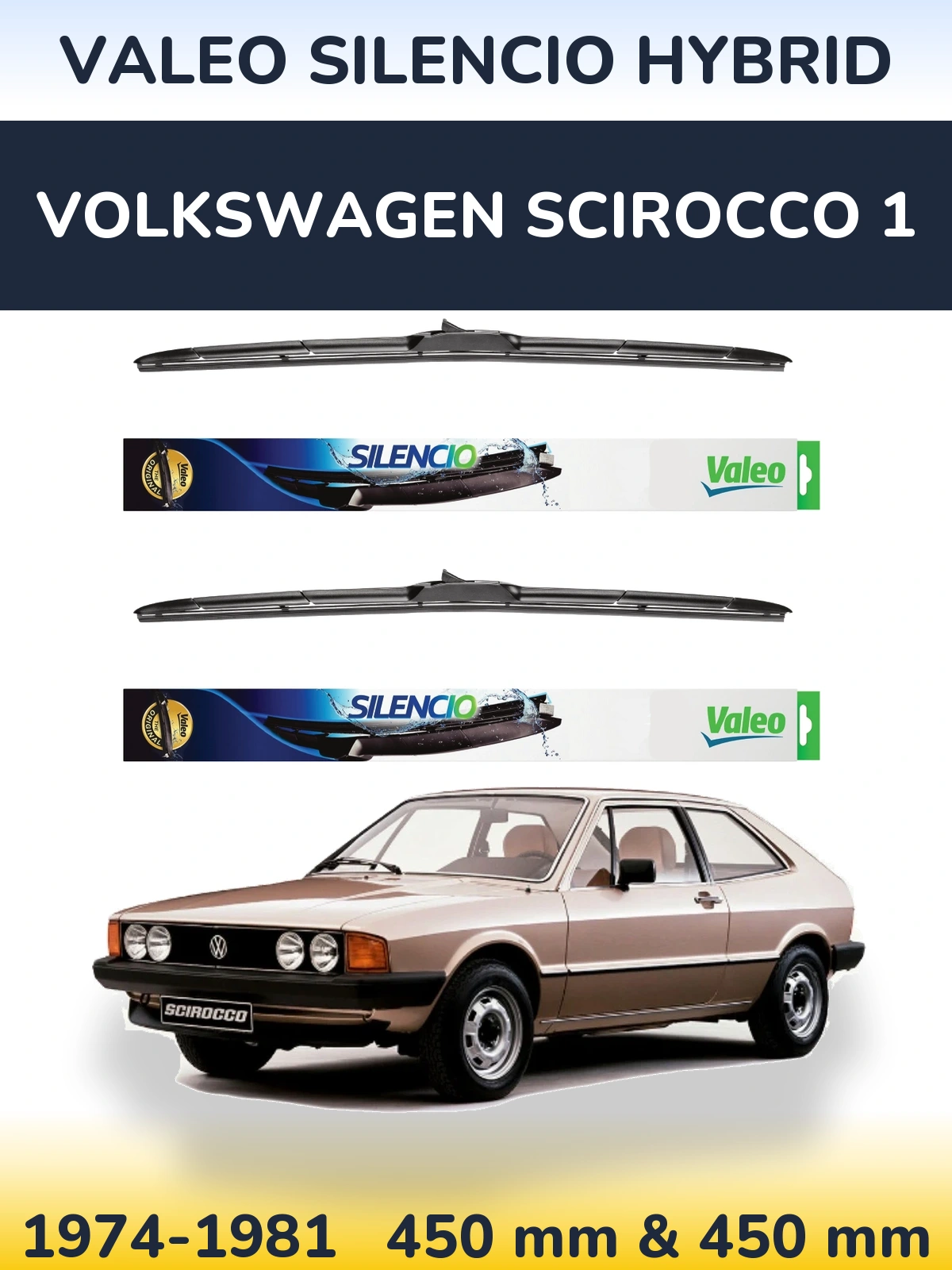 Torkarblad Valeo Silencio Hybrid för Volkswagen Scirocco 1
