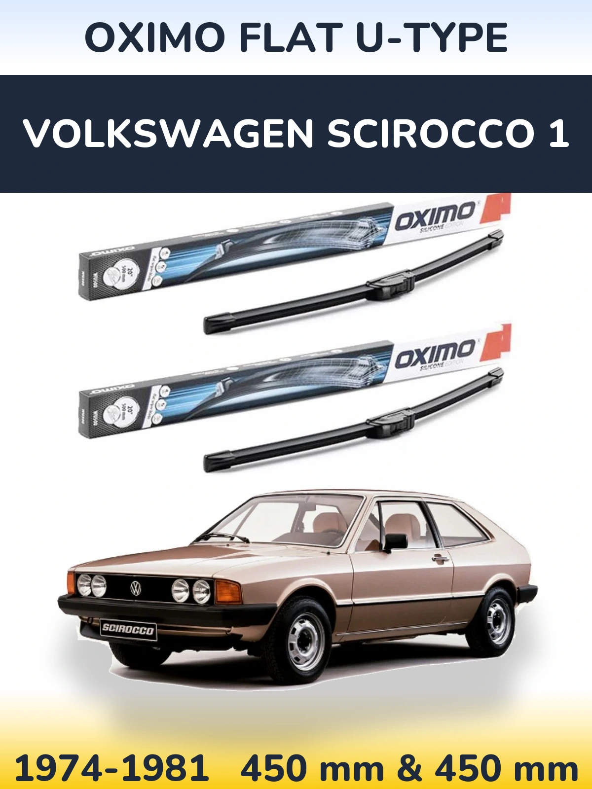 Torkarblad Oximo Flat U-type för Volkswagen Scirocco 1