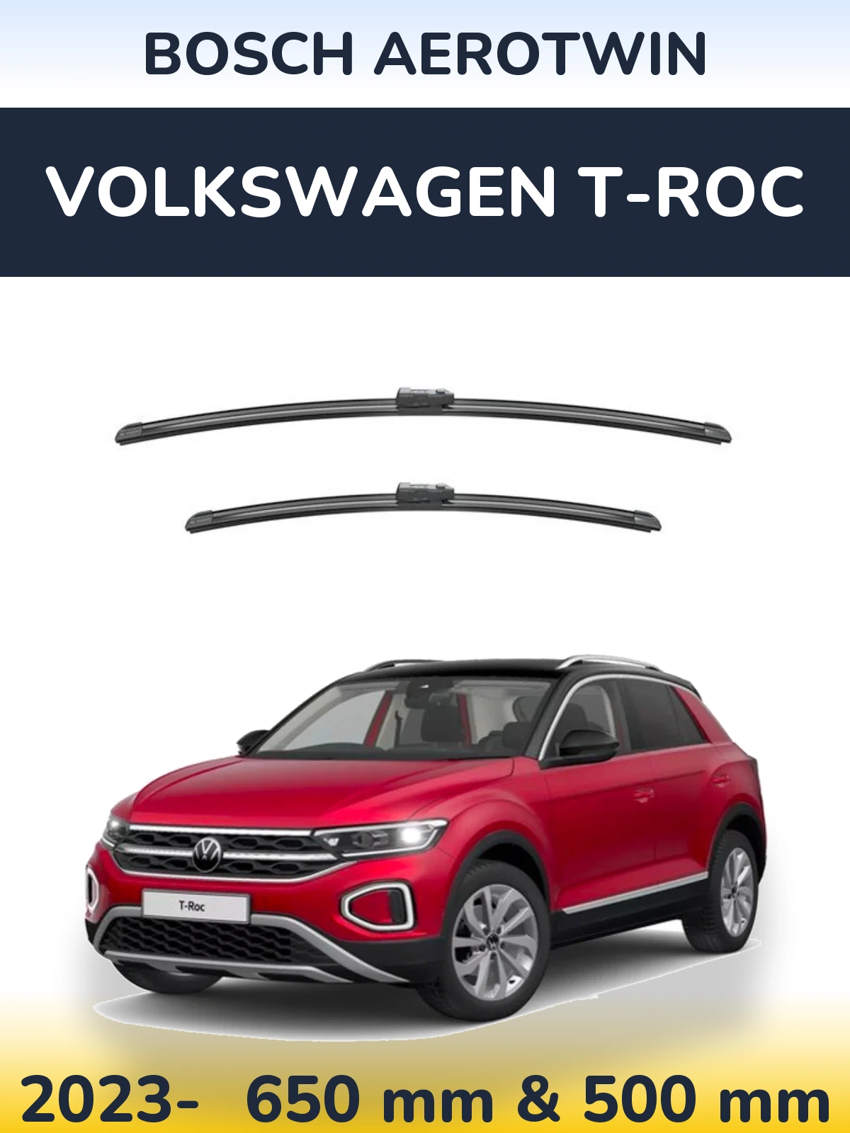 Комплект передніх щіток BOSCH AeroTwin 650 & 500 мм для Volkswagen T-Roc 2023-2026