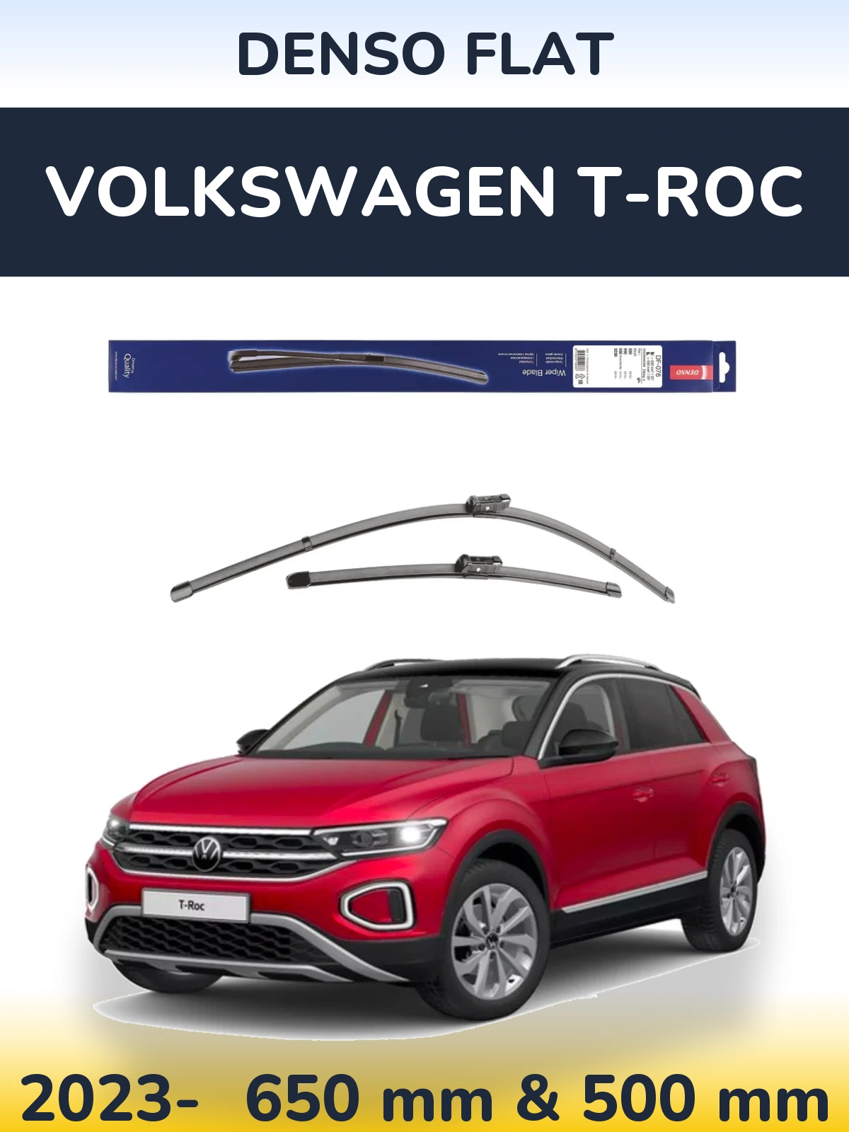 Комплект передних дворников Denso Flat 630 & 500 мм для Volkswagen T-Roc 2023-2026