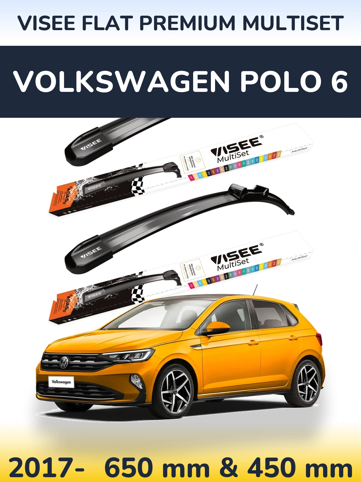 Torkarblad VISEE FLAT PREMIUM MultiSet för Volkswagen Polo 6