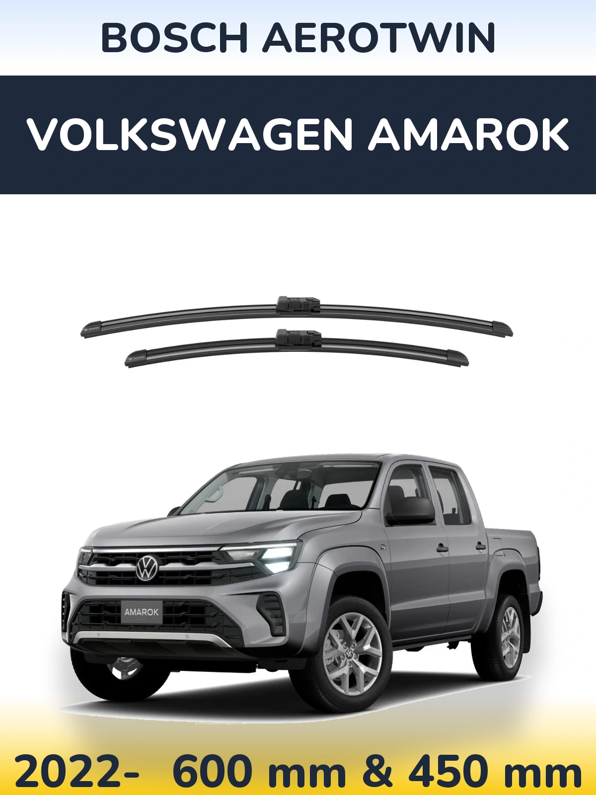 Комплект передних дворников BOSCH AeroTwin 600 & 450 мм для Volkswagen Amarok 2022-2026