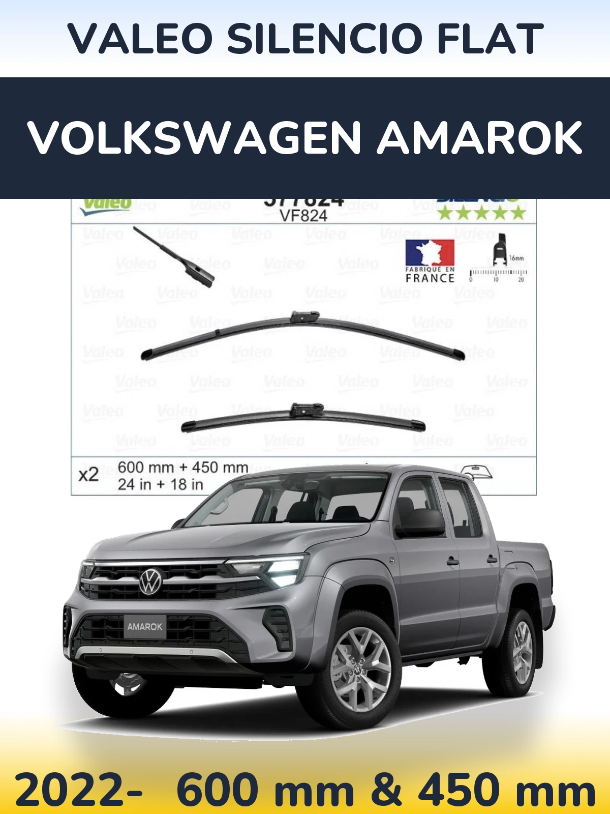 Torkarblad Valeo Silencio Flat för Volkswagen Amarok