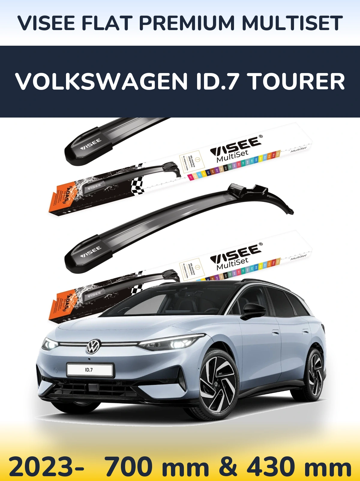 Torkarblad VISEE FLAT PREMIUM MultiSet för Volkswagen ID.7 Tourer