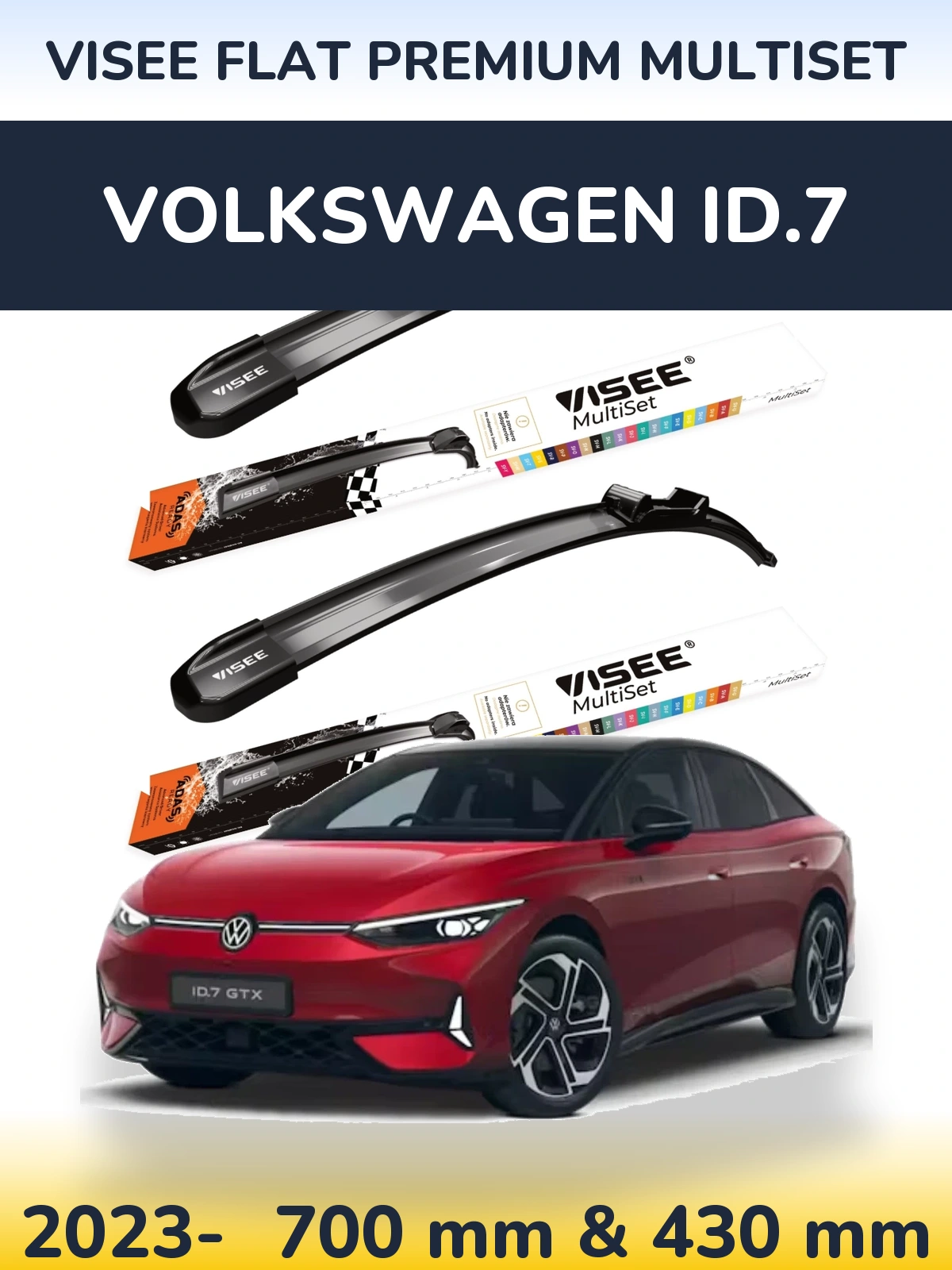 Torkarblad VISEE FLAT PREMIUM MultiSet för Volkswagen ID.7