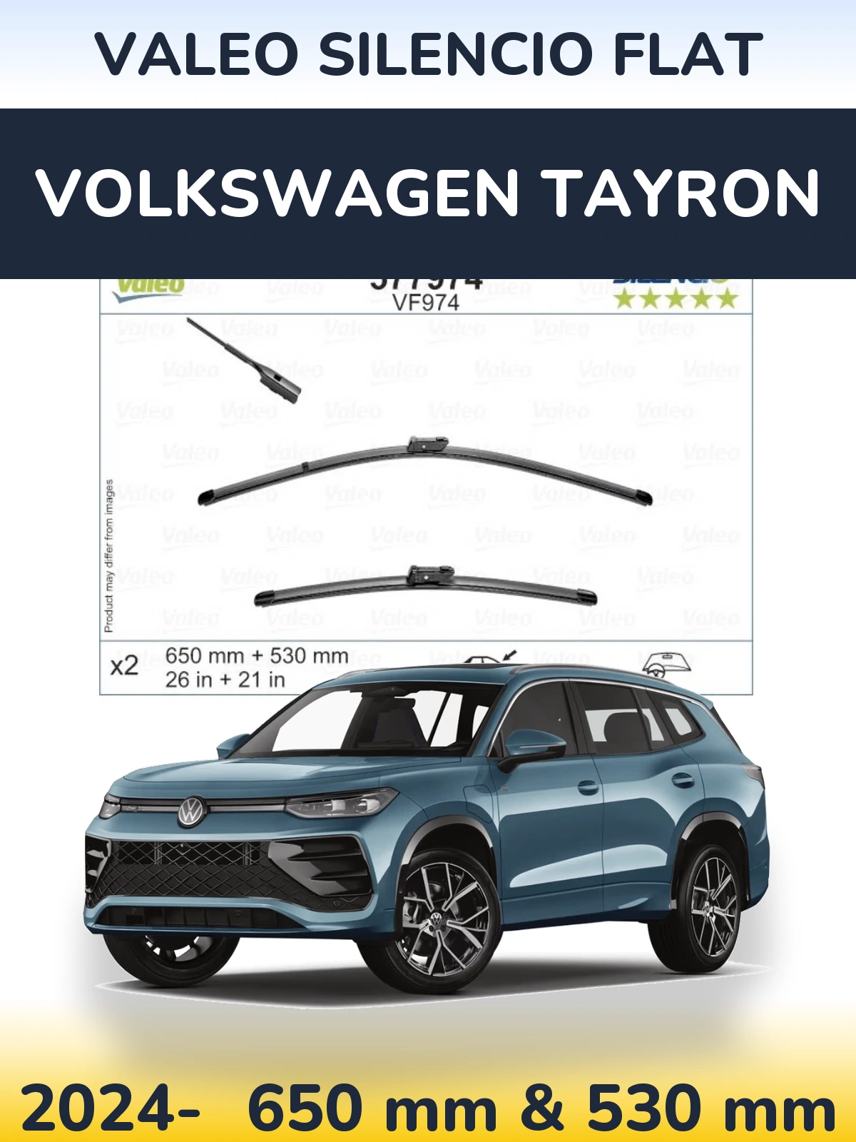 Torkarblad Valeo Silencio Flat för Volkswagen Tayron