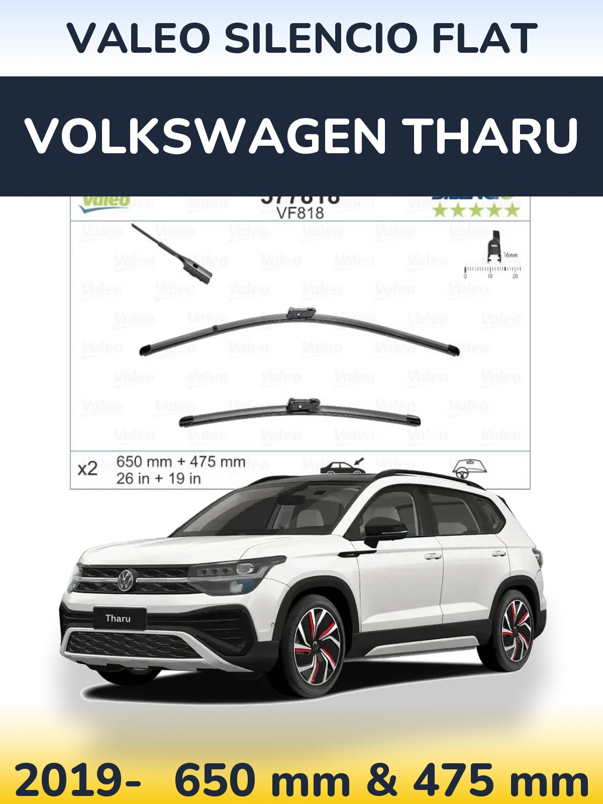 Torkarblad Valeo Silencio Flat för Volkswagen Tharu