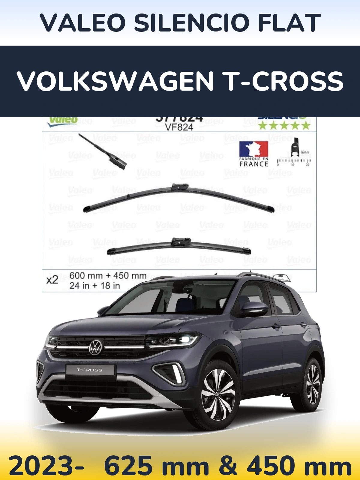 Torkarblad Valeo Silencio Flat för Volkswagen T-Cross